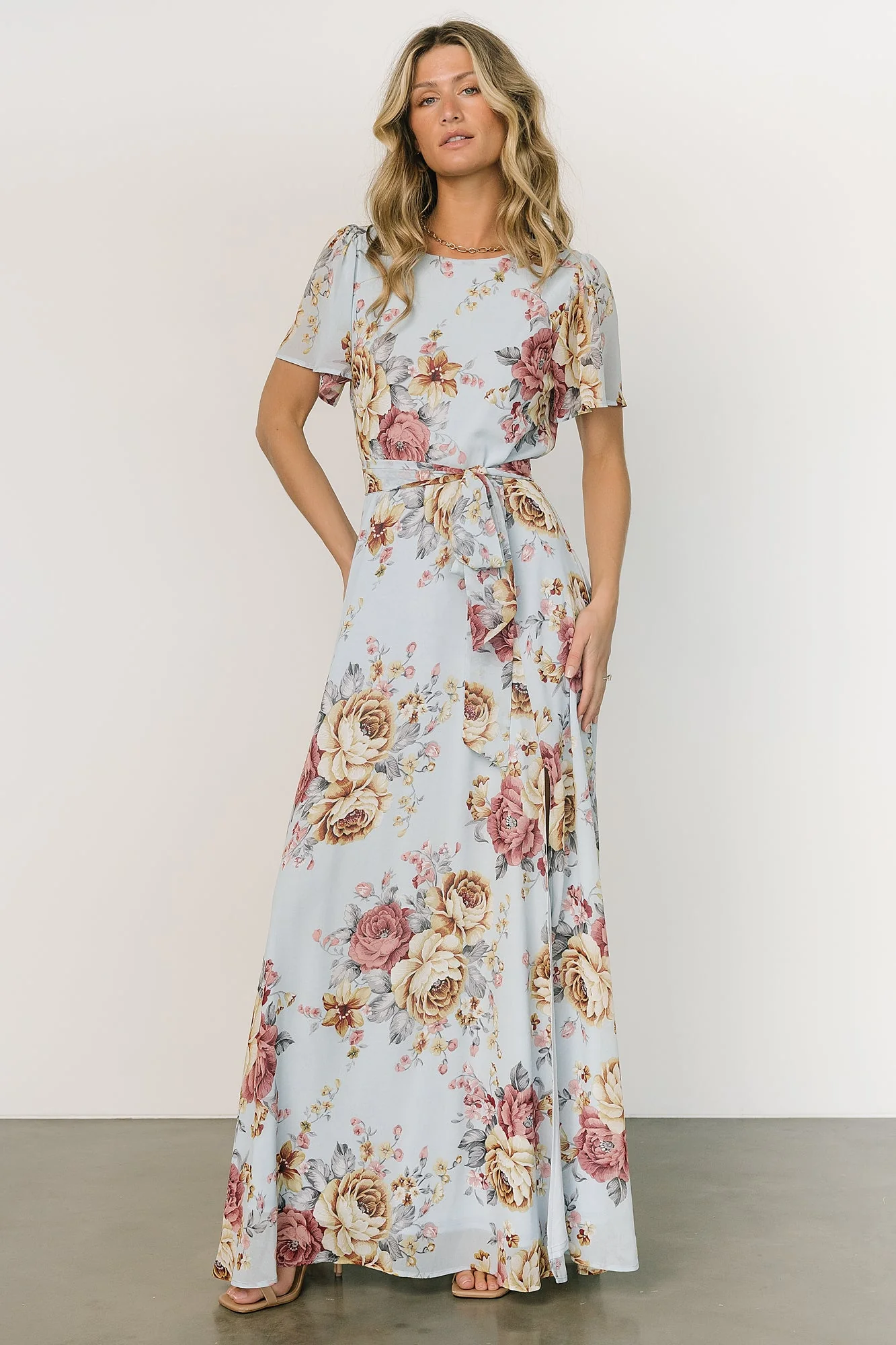 Naomi Short Sleeve Maxi Dress | Blue Multi Floral