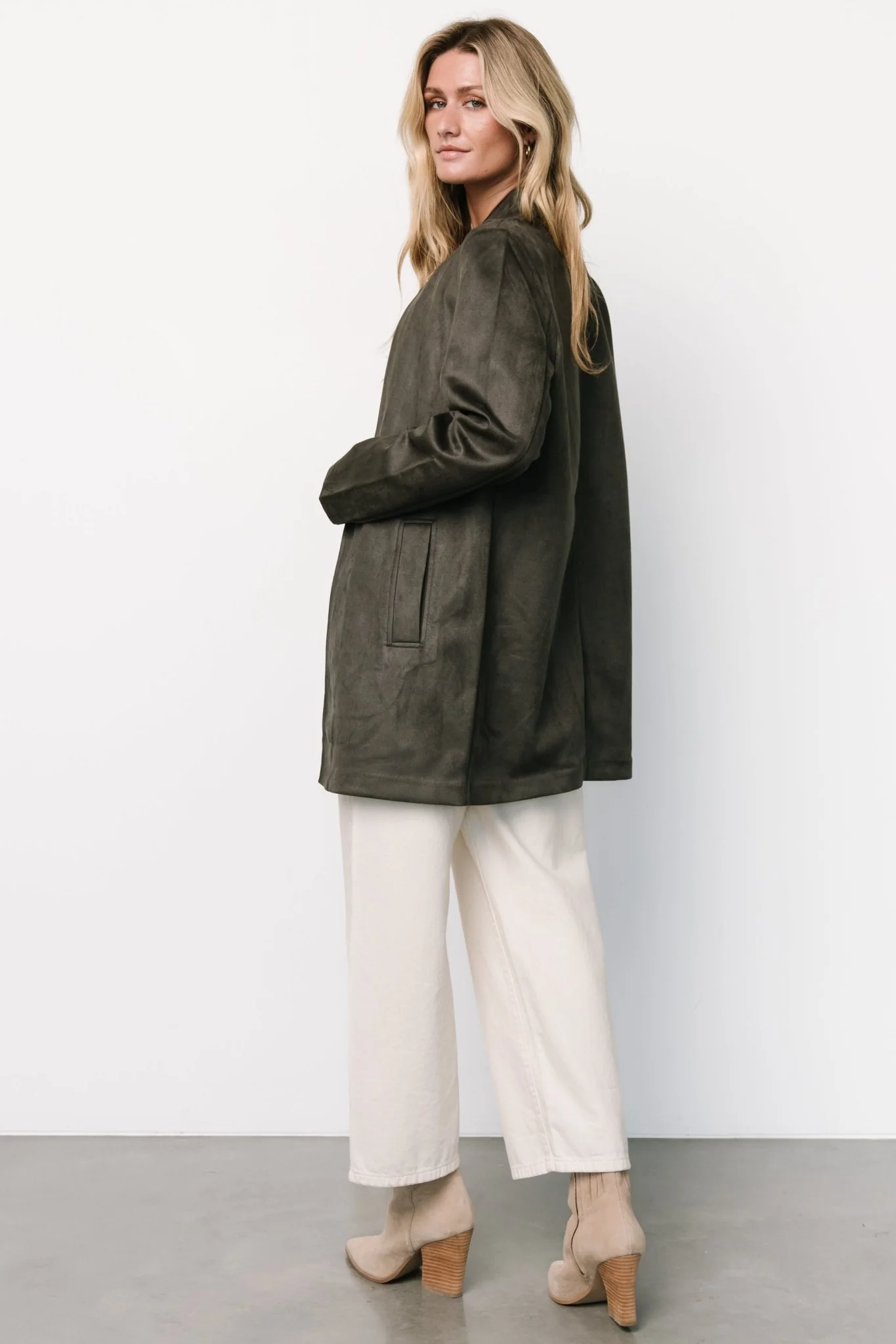 Queenie Faux Suede Jacket | Charcoal