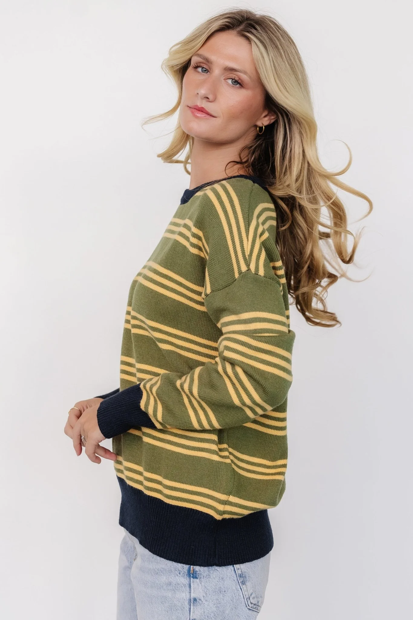 Thomas Striped Sweater | Olive Multi