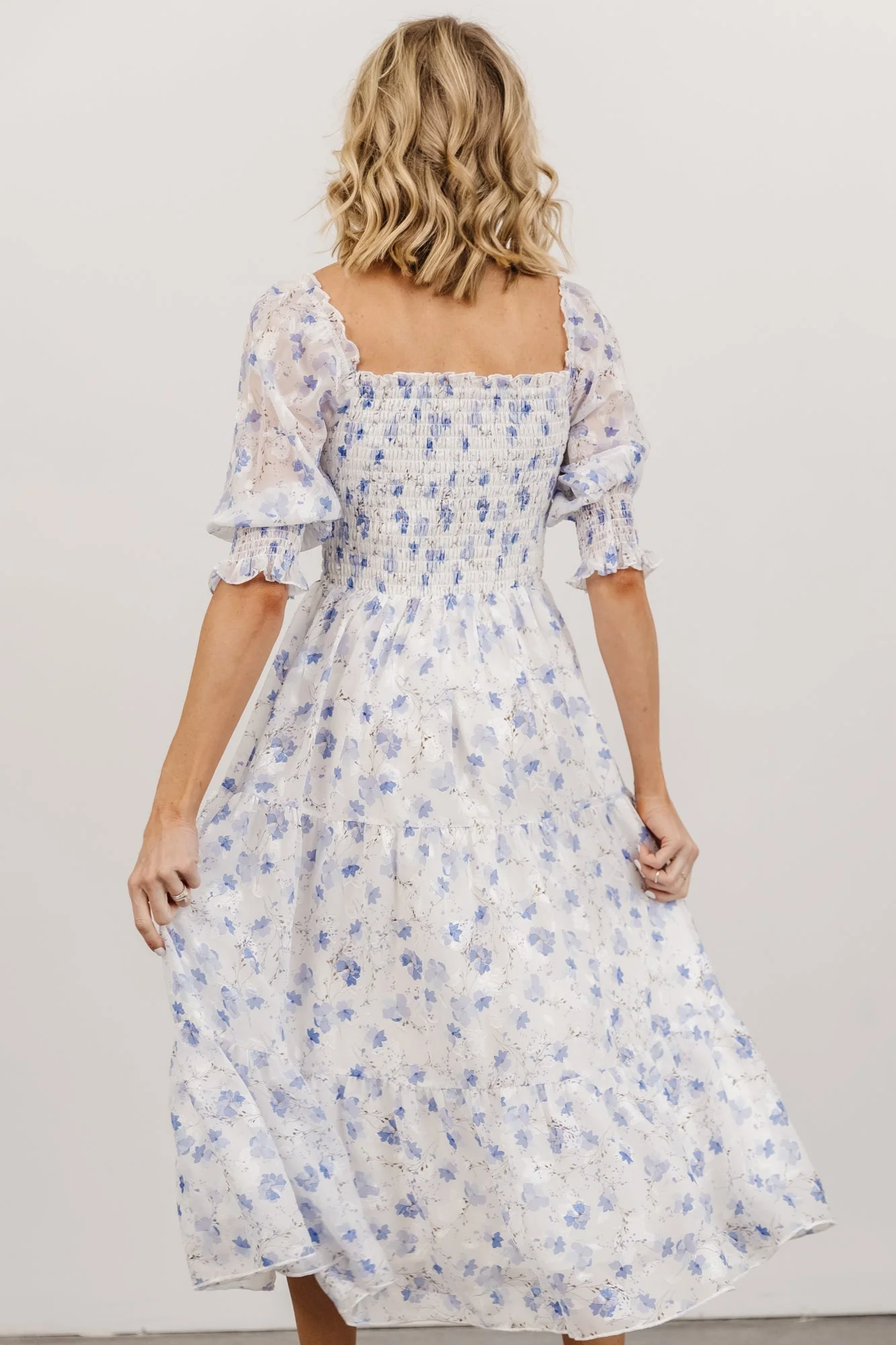 Fabian Jacquard Midi Dress | Blue Floral