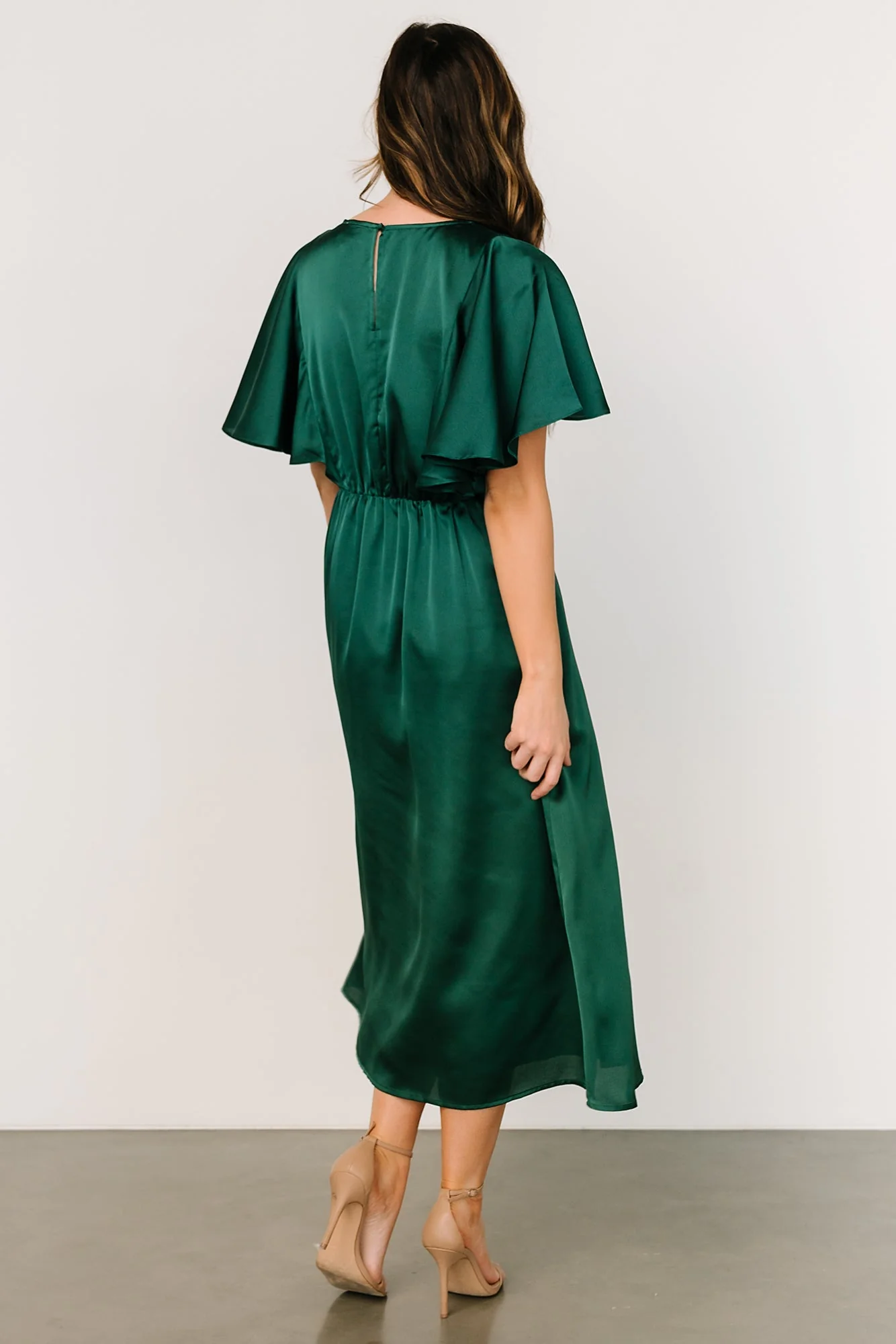 Cinta Satin Midi Dress | Emerald