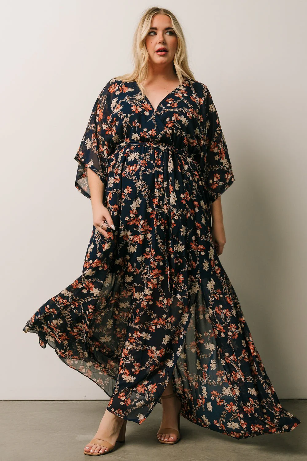 Kia Kimono Maxi Dress | Dark Blue Floral