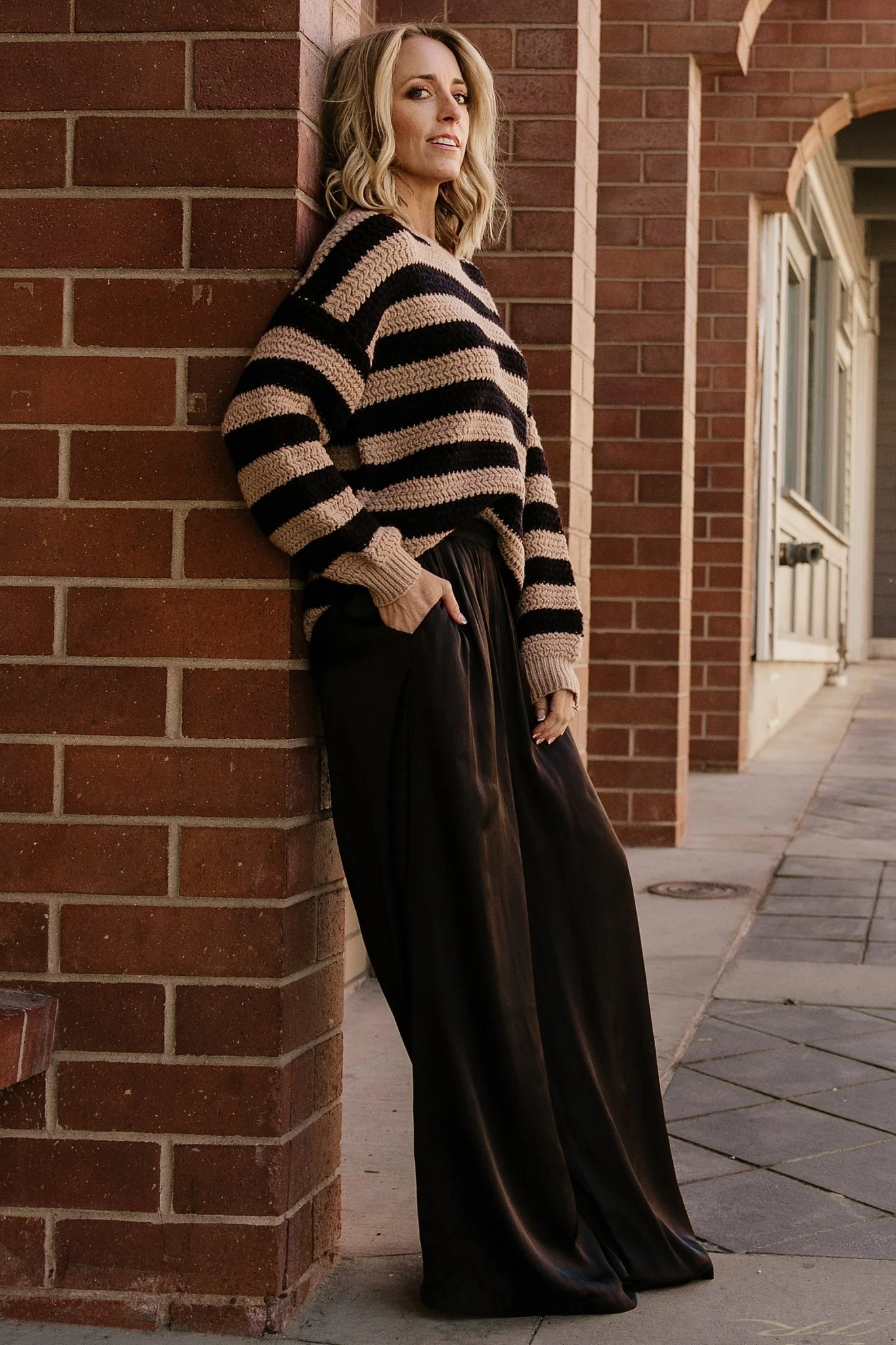 Jayla Palazzo Satin Pant | Black