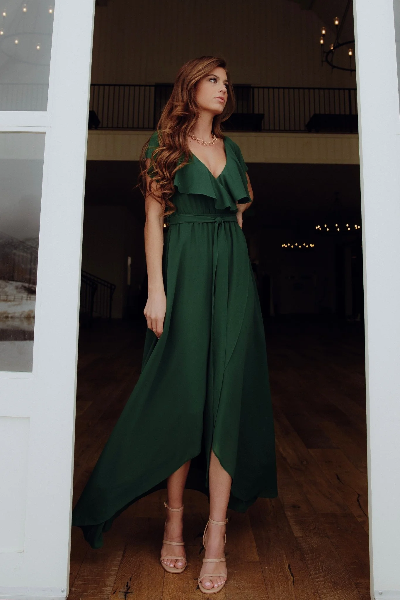 Katya Ruffle Maxi Dress | Evergreen