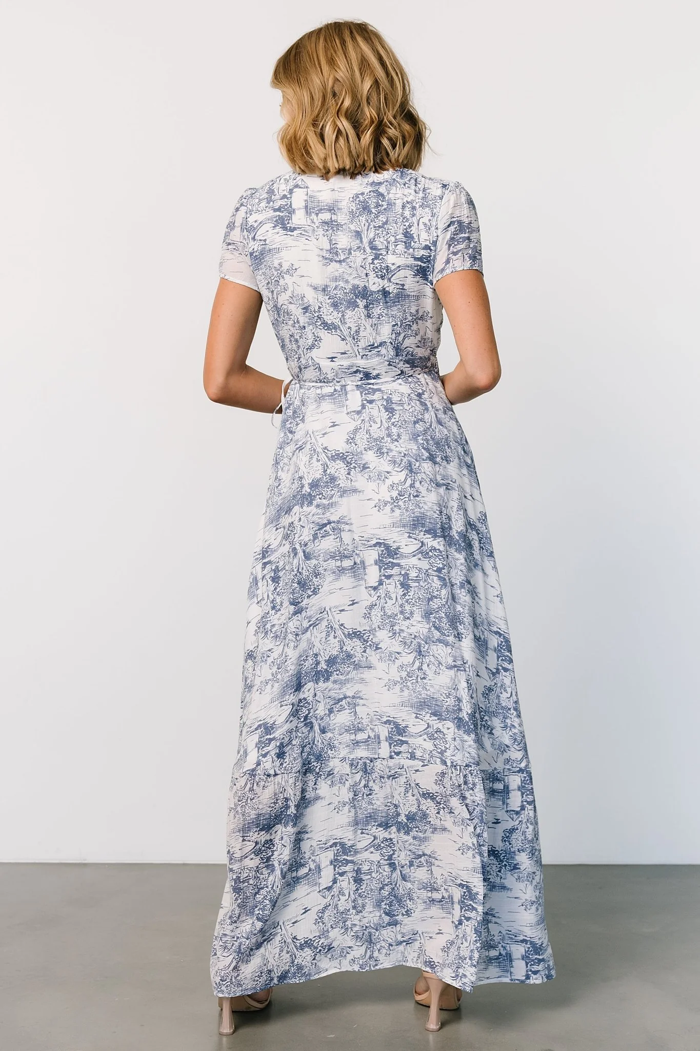 Dulce Wrap Maxi Dress | White + Blue Print