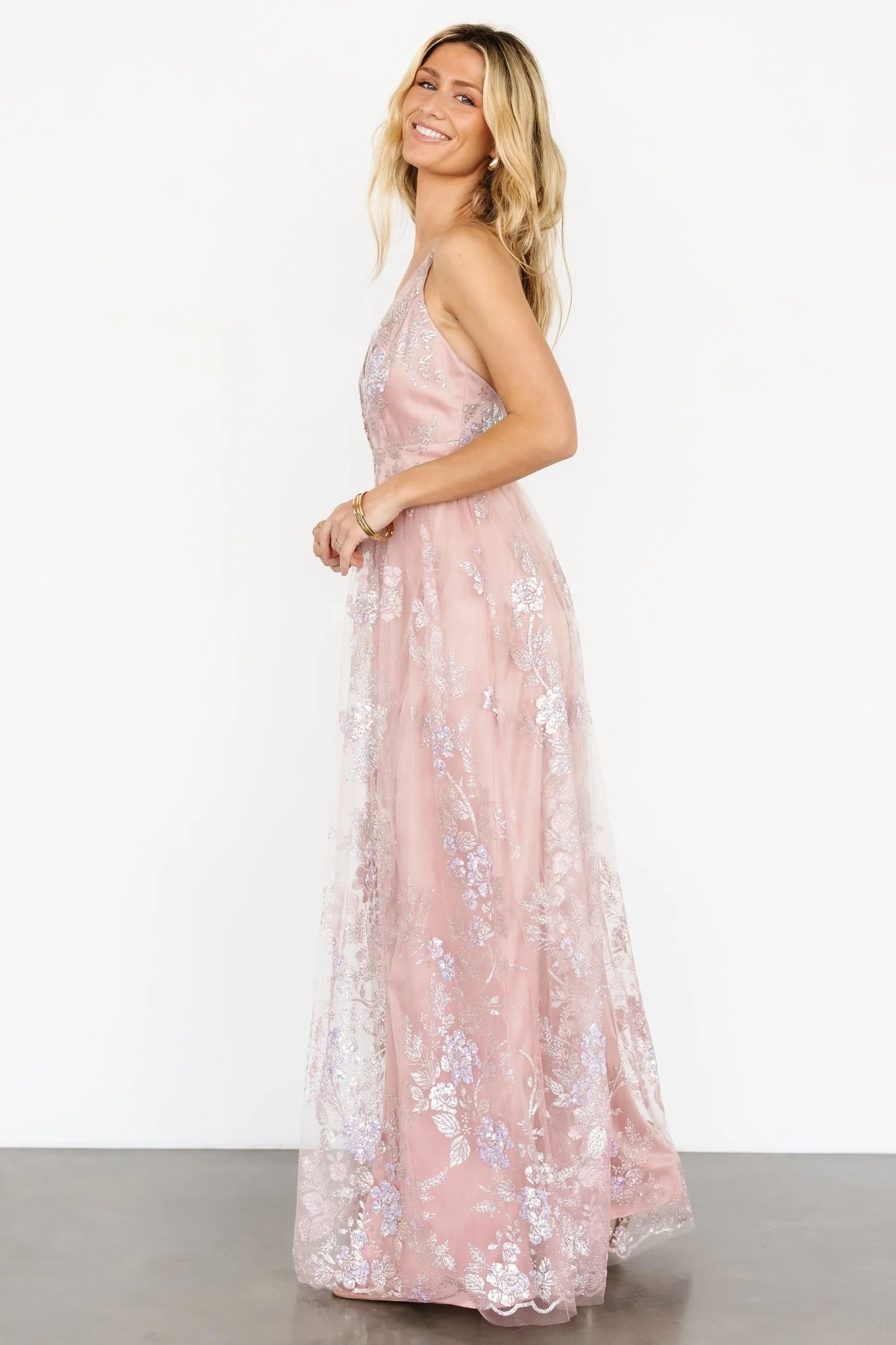 Lucienne Shimmer Maxi Gown | Blushing Rose