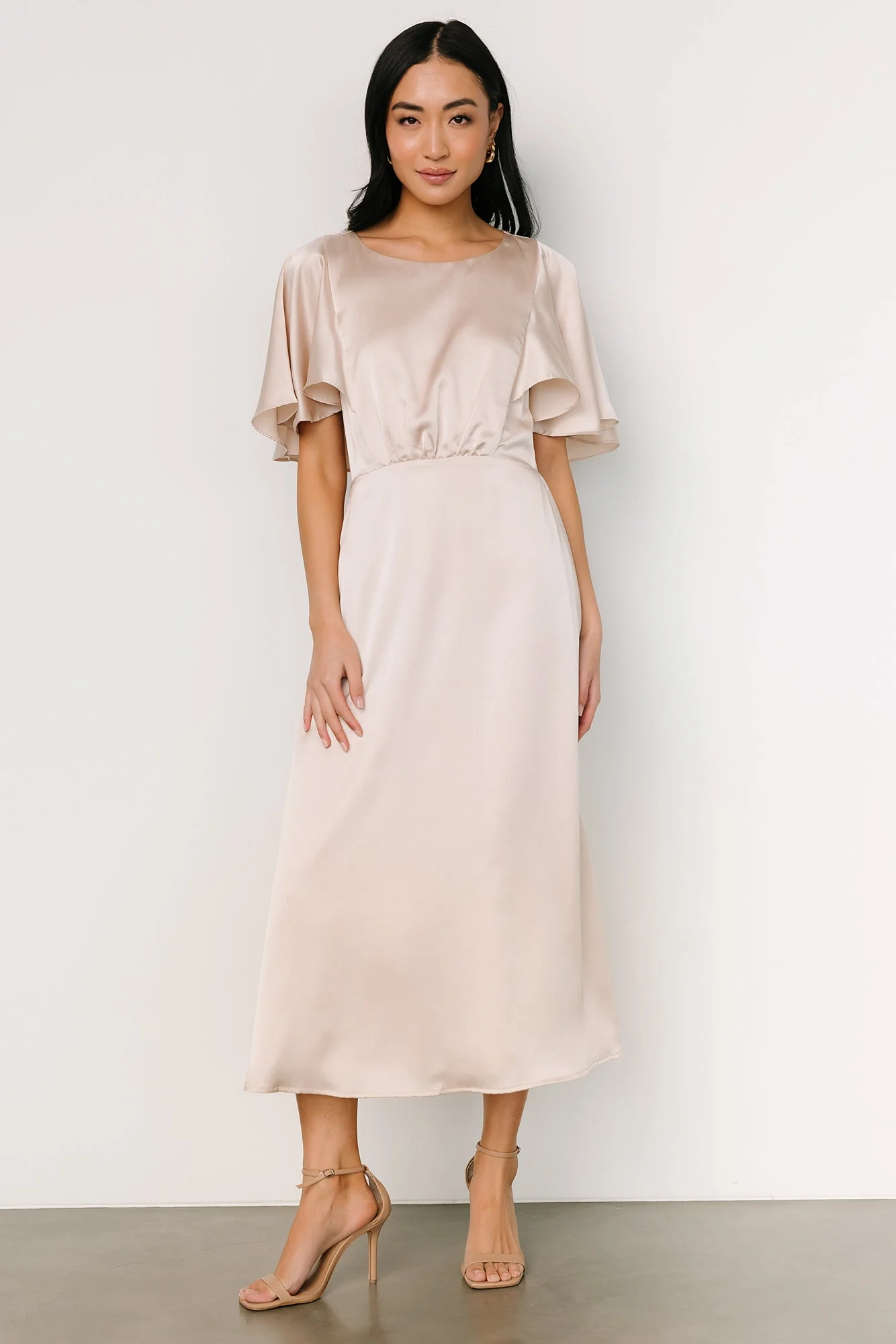 Cinta Satin Midi Dress | Champagne