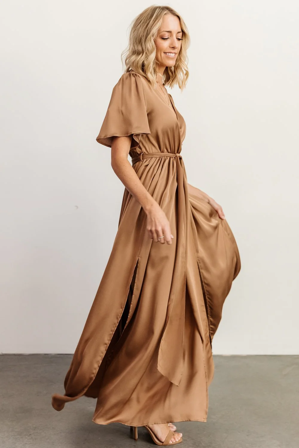Sicily Satin Maxi Dress | Mocha