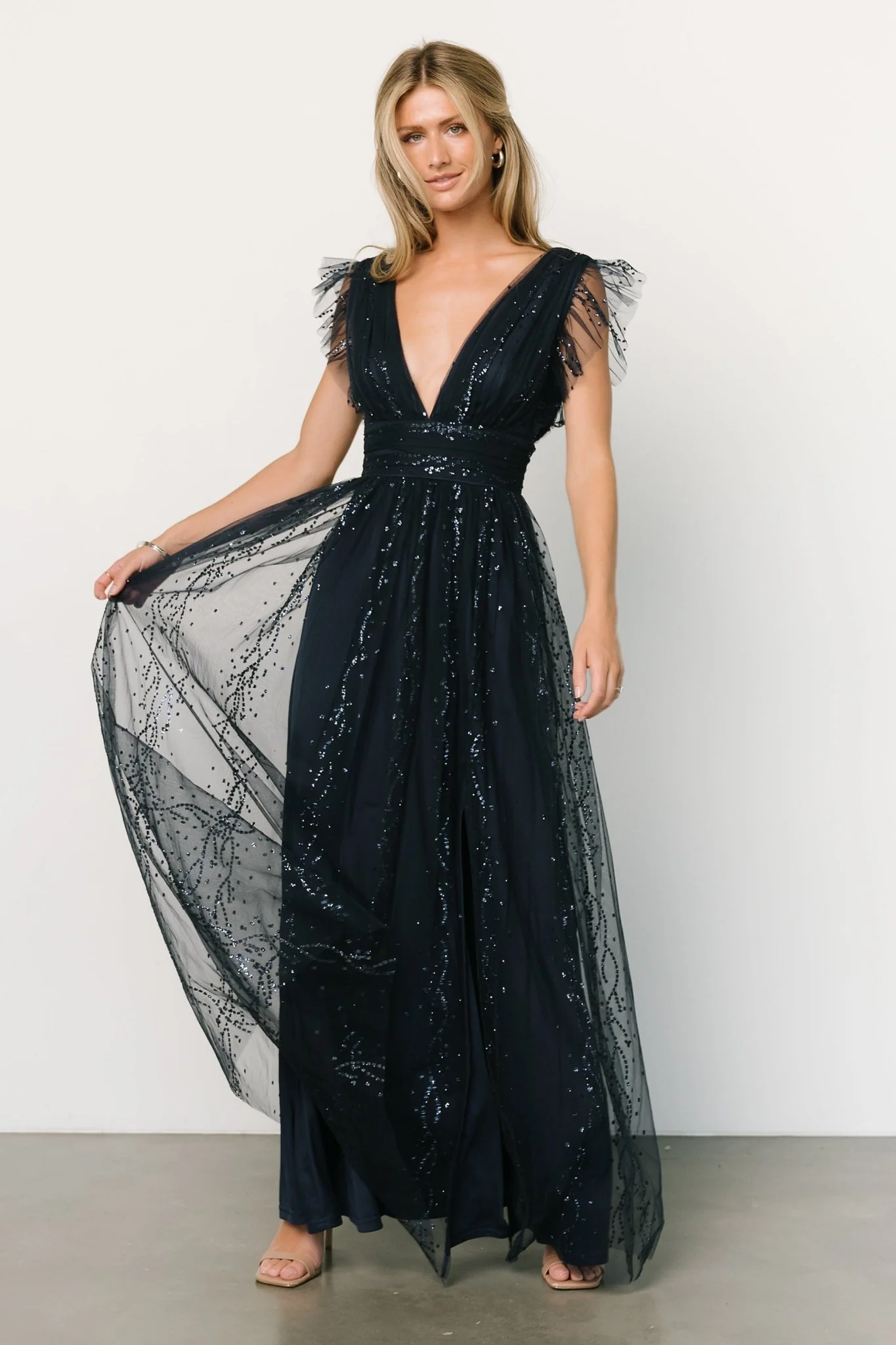 Annika Sequin Mesh Maxi Dress | Navy