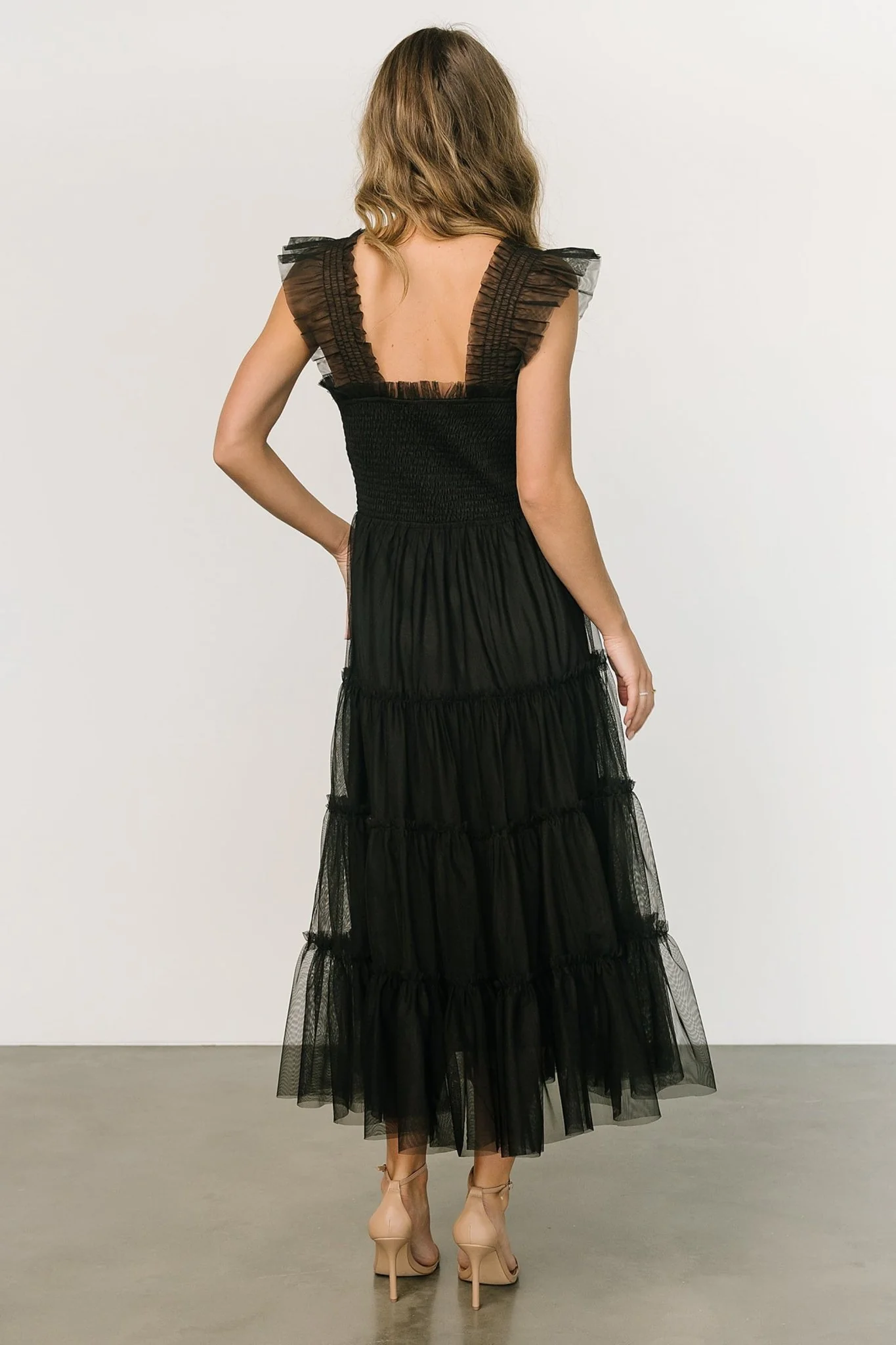 Emma Smocked Tulle Dress | Black
