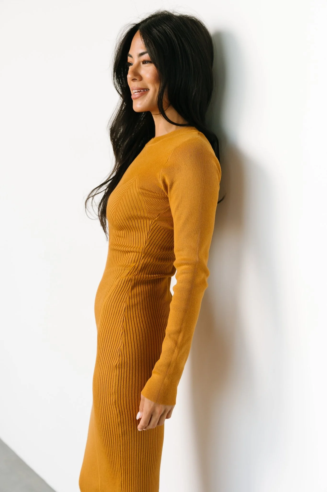 Manhattan Ribbed Sweater Dress | Camel