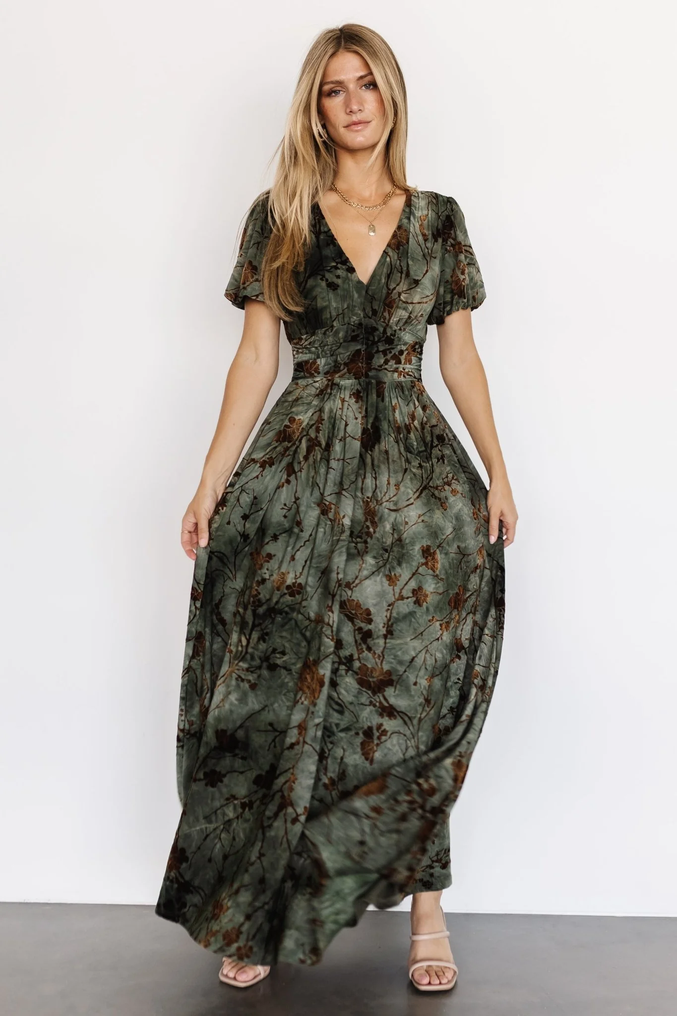 Leslie Velvet Maxi Dress | Green + Copper