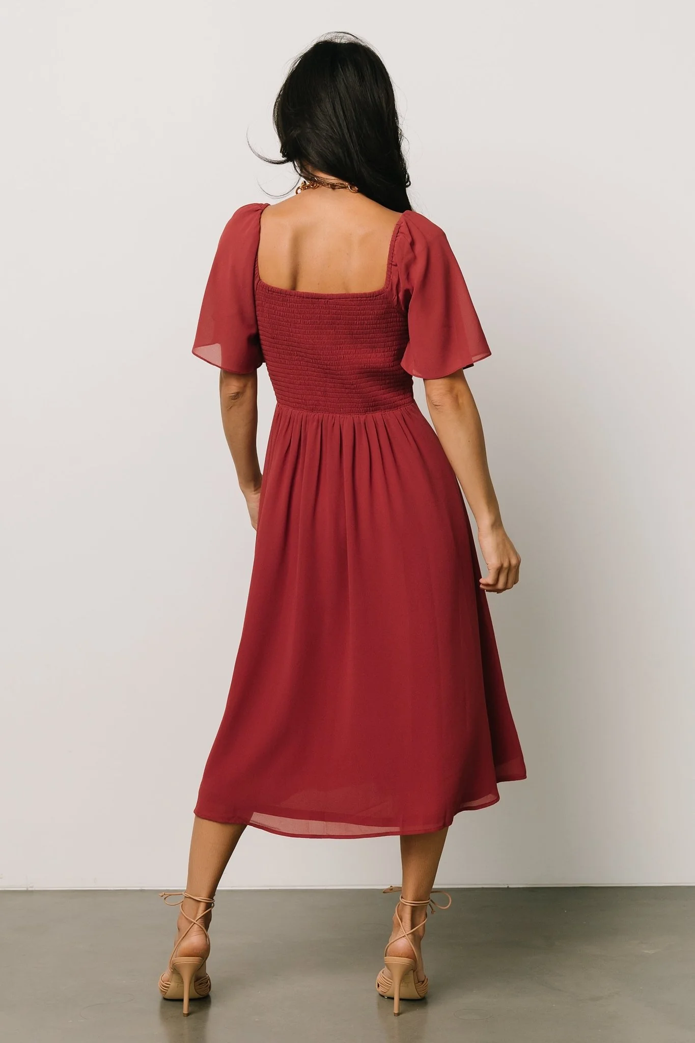 Colette Sweetheart Midi Dress | Terracotta