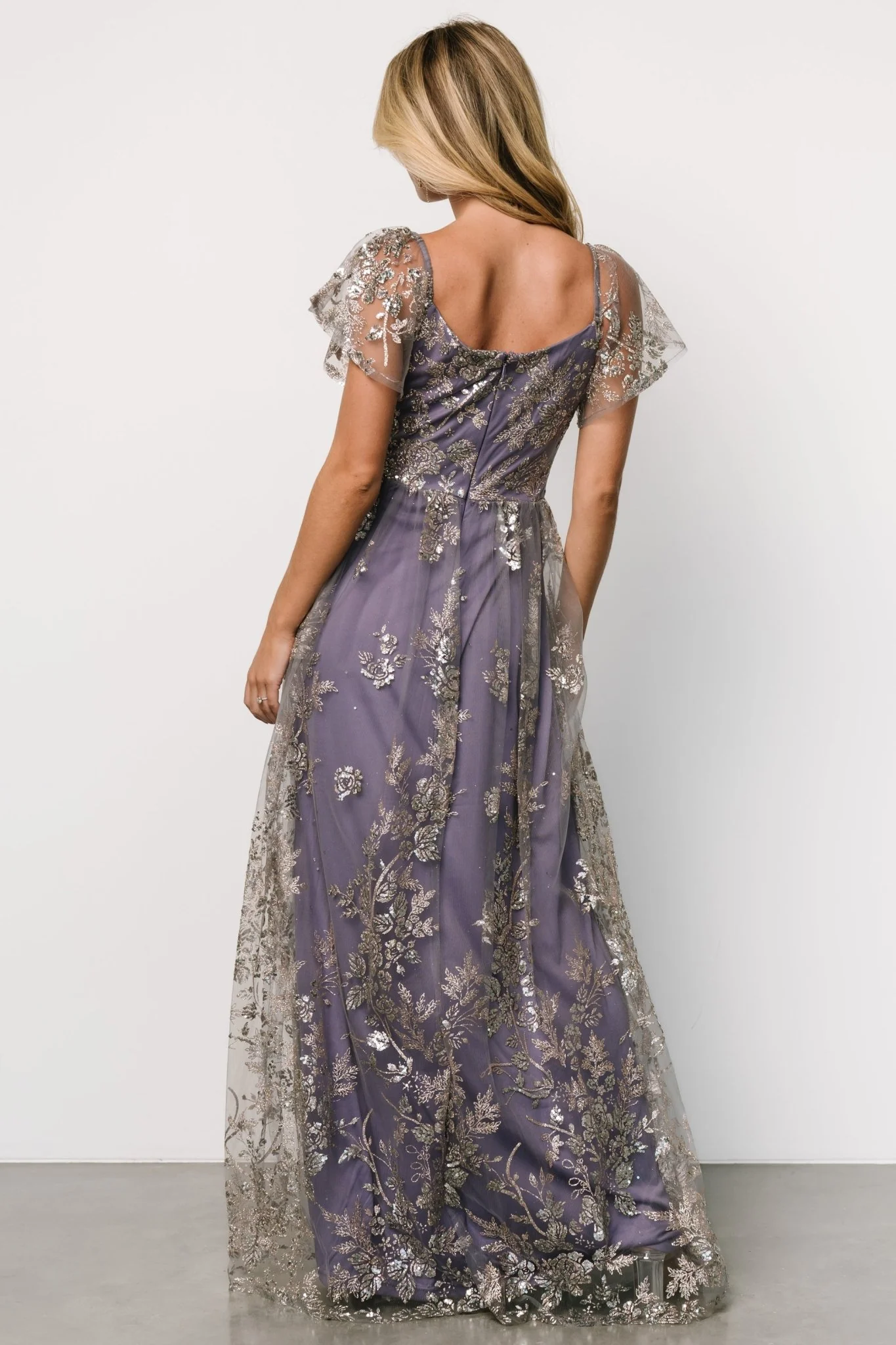 Corinne Shimmer Maxi Gown | Blue + Rose