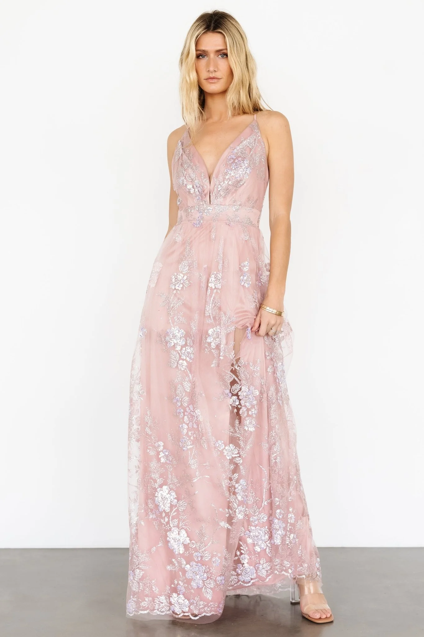 Lucienne Shimmer Maxi Gown | Blushing Rose