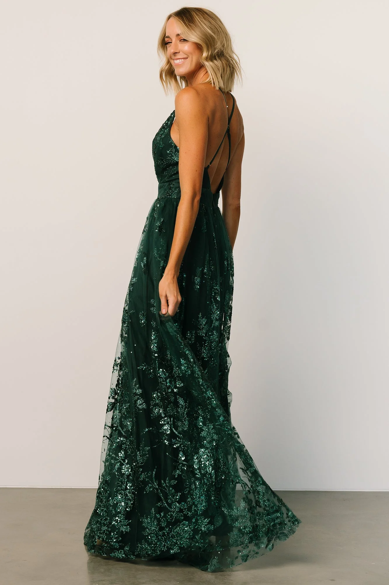 Lucienne Shimmer Maxi Gown | Emerald