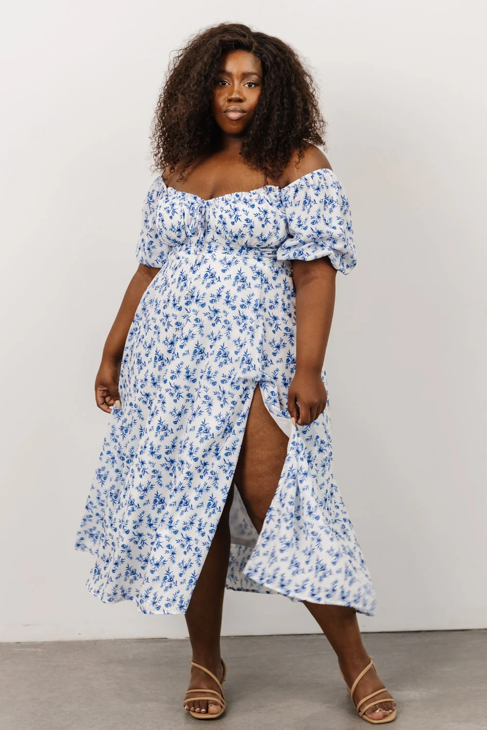 Gwen Smocked Midi Dress | Blue Floral
