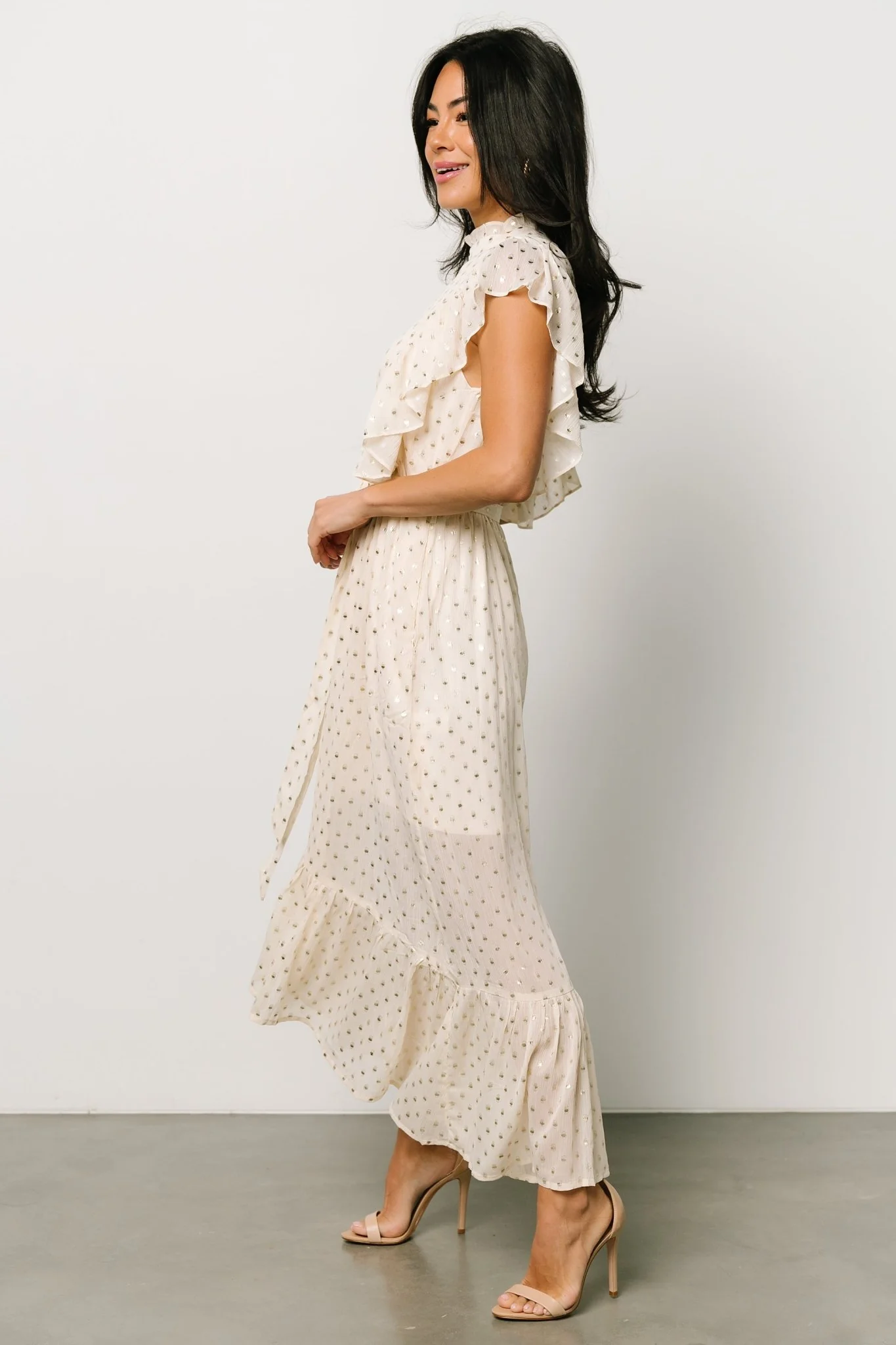 Jerika Midi Dress | Natural + Gold