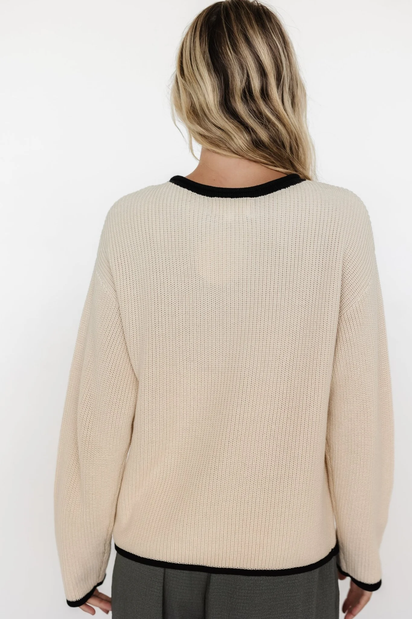 Tiffany Knit Sweater | Cream + Black