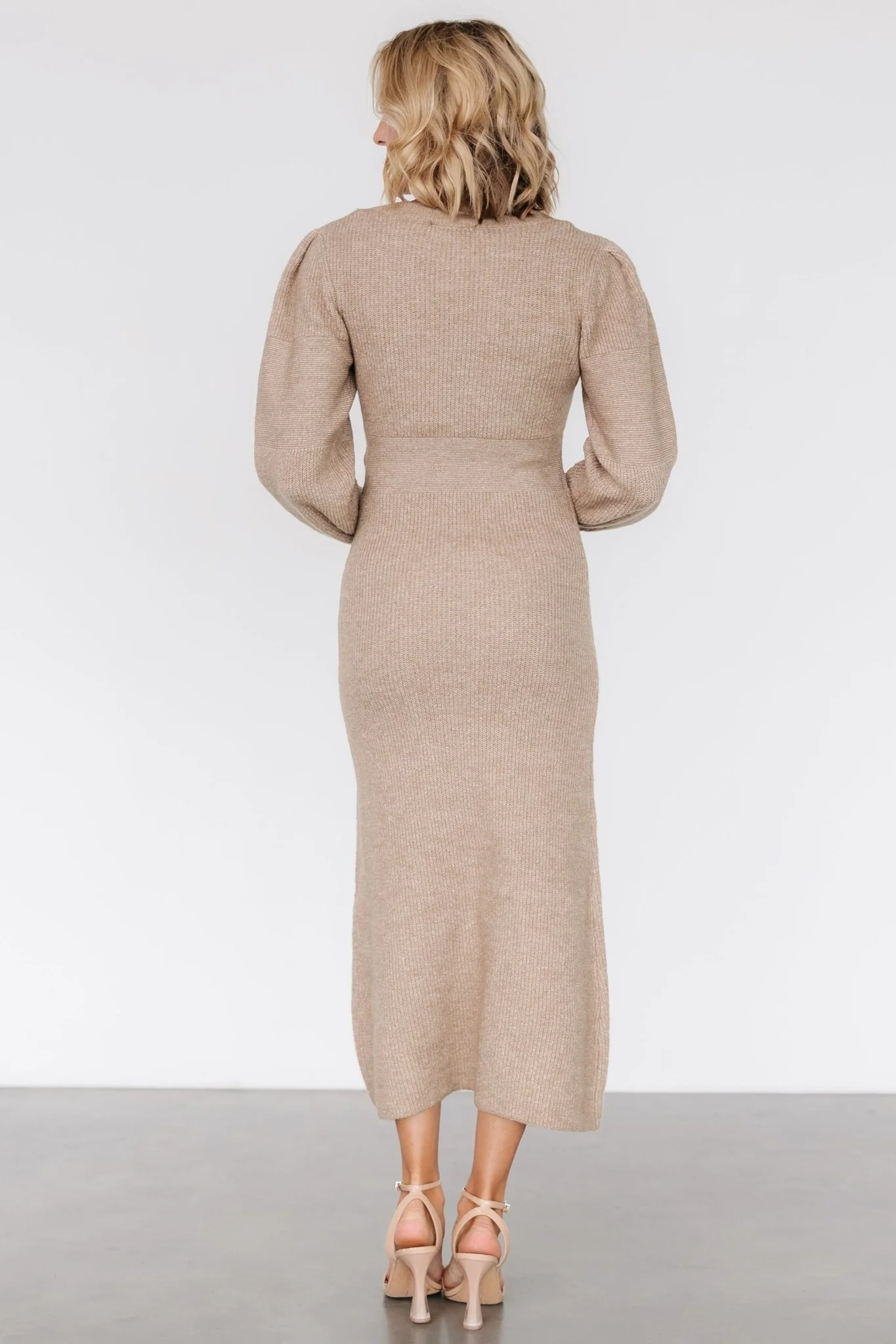 Lenore V Neck Sweater Dress | Latte