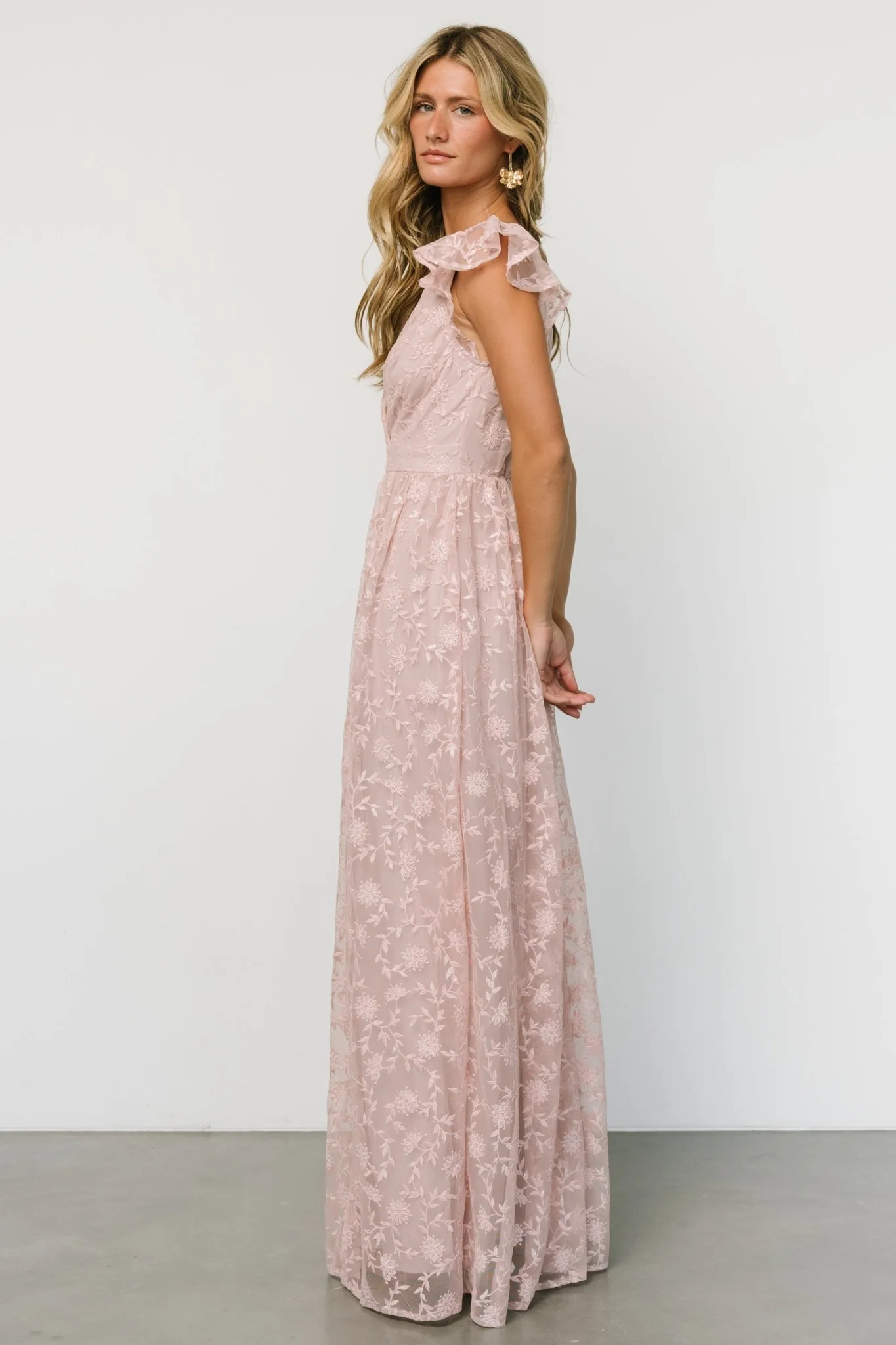 Alexa Embroidered Sequin Maxi Dress | Blush Rose