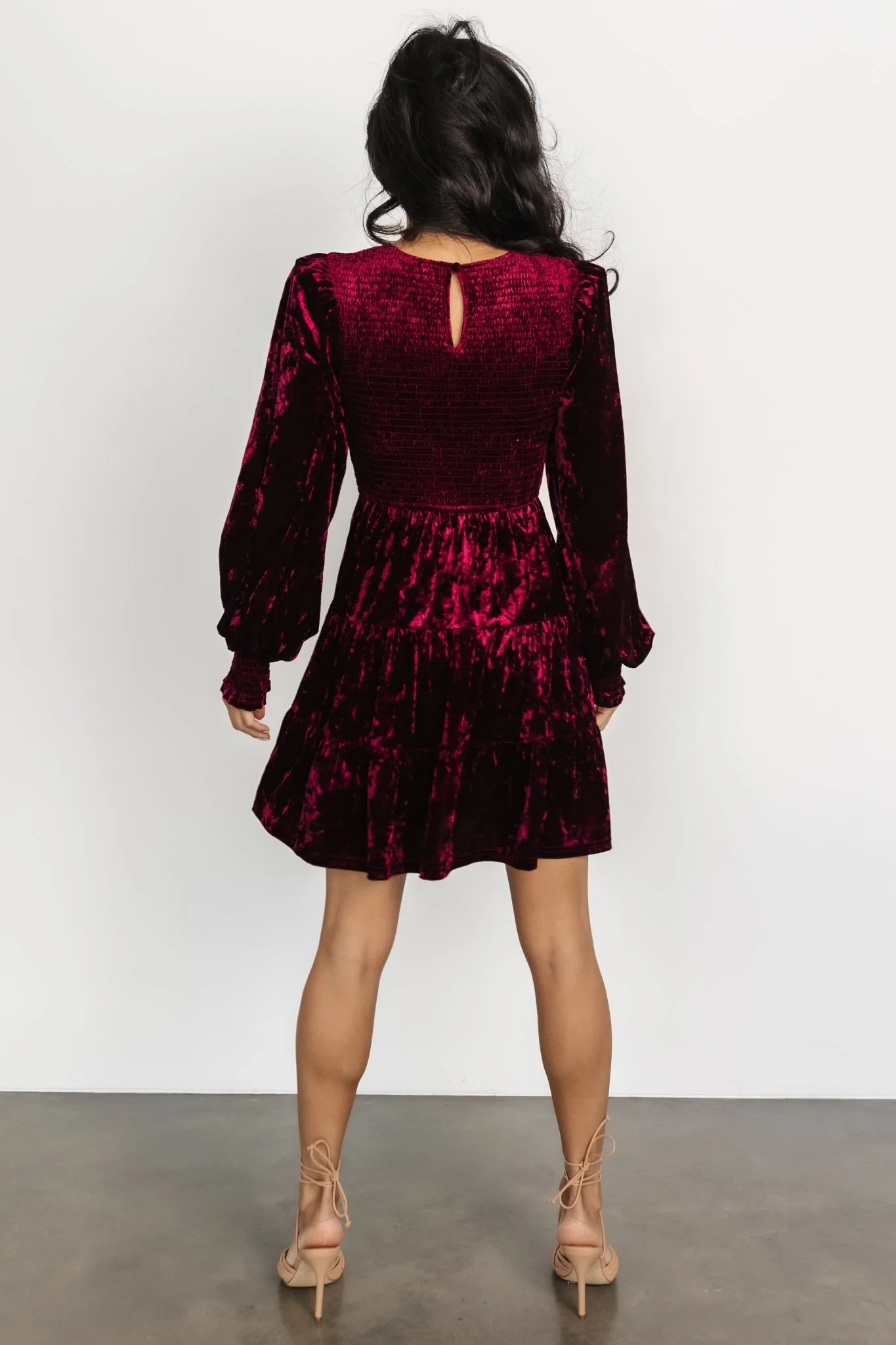 Kele Crushed Velvet Mini Dress | Deep Berry