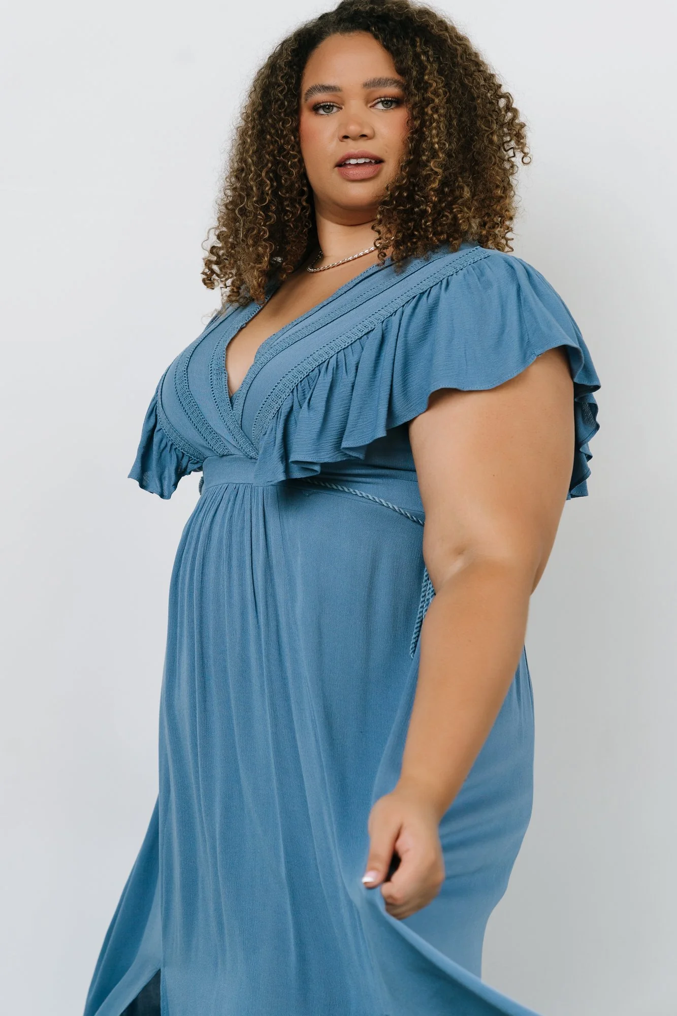 Jennifer Deep V Maxi Dress | Blue