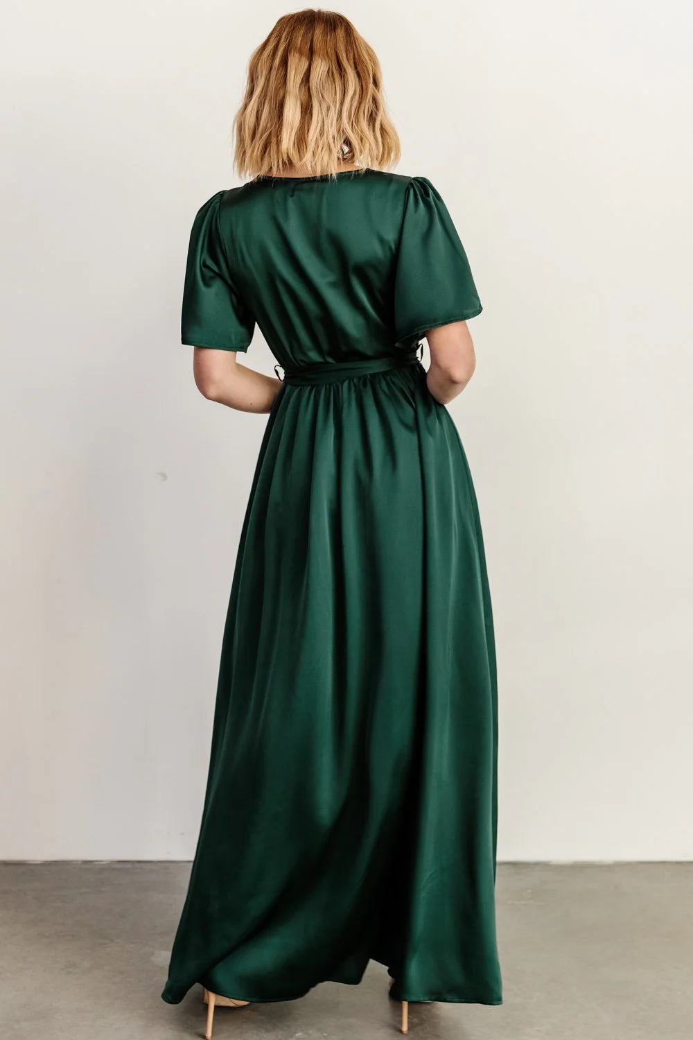 Sicily Satin Maxi Dress | Emerald
