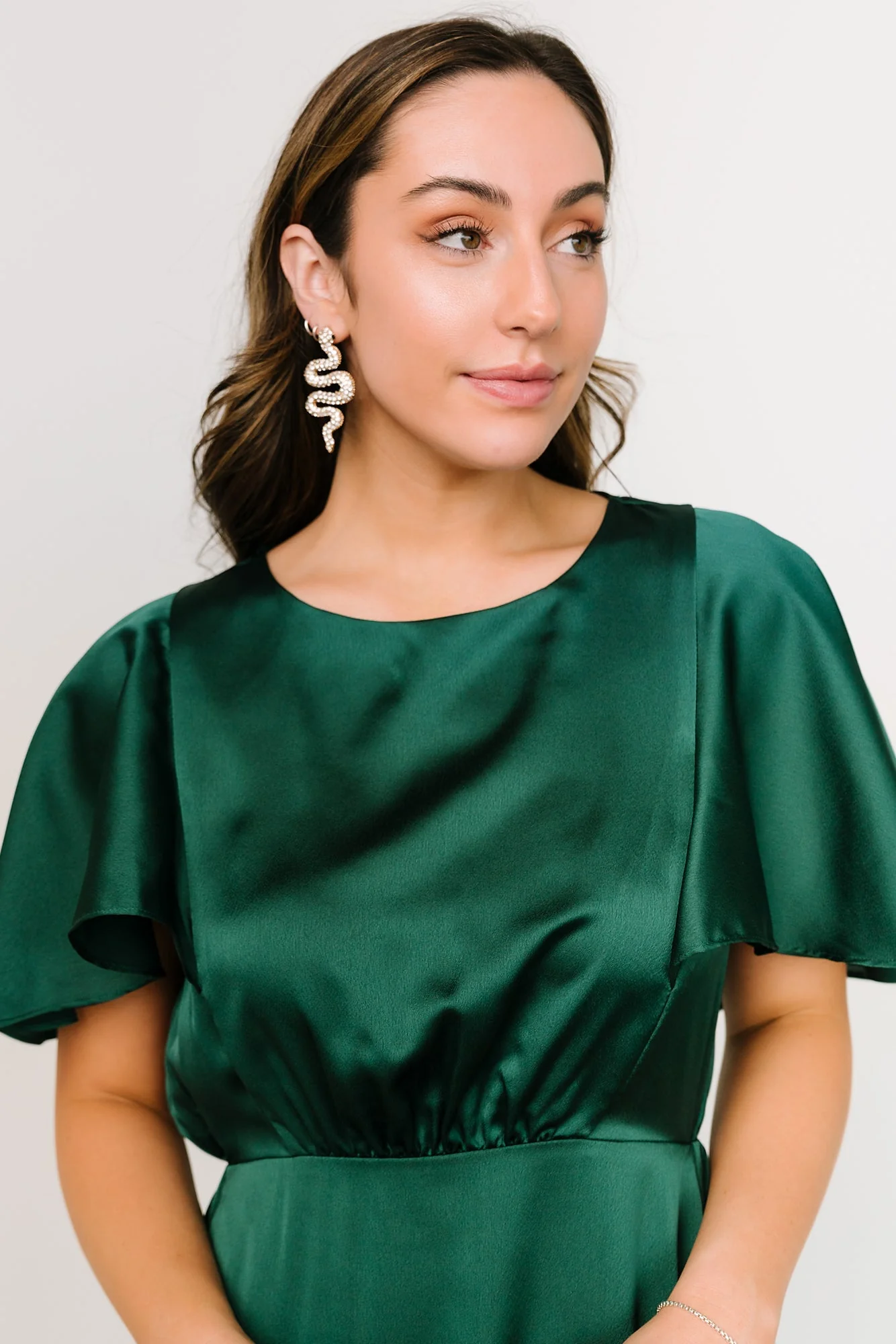Cinta Satin Midi Dress | Emerald