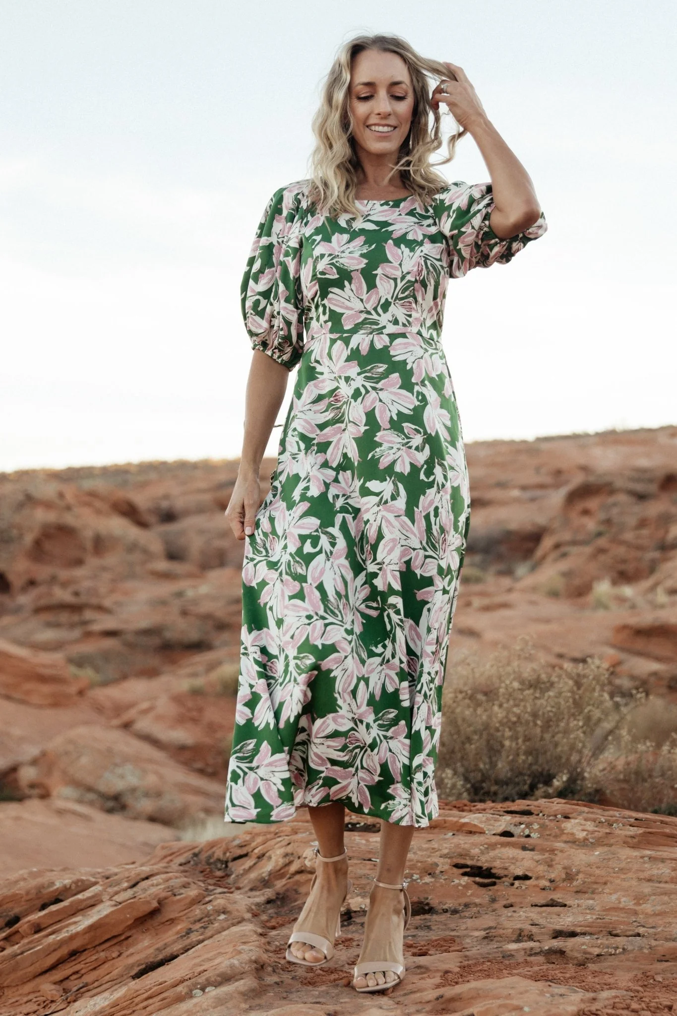 Tucson Midi Dress | Green + Pink