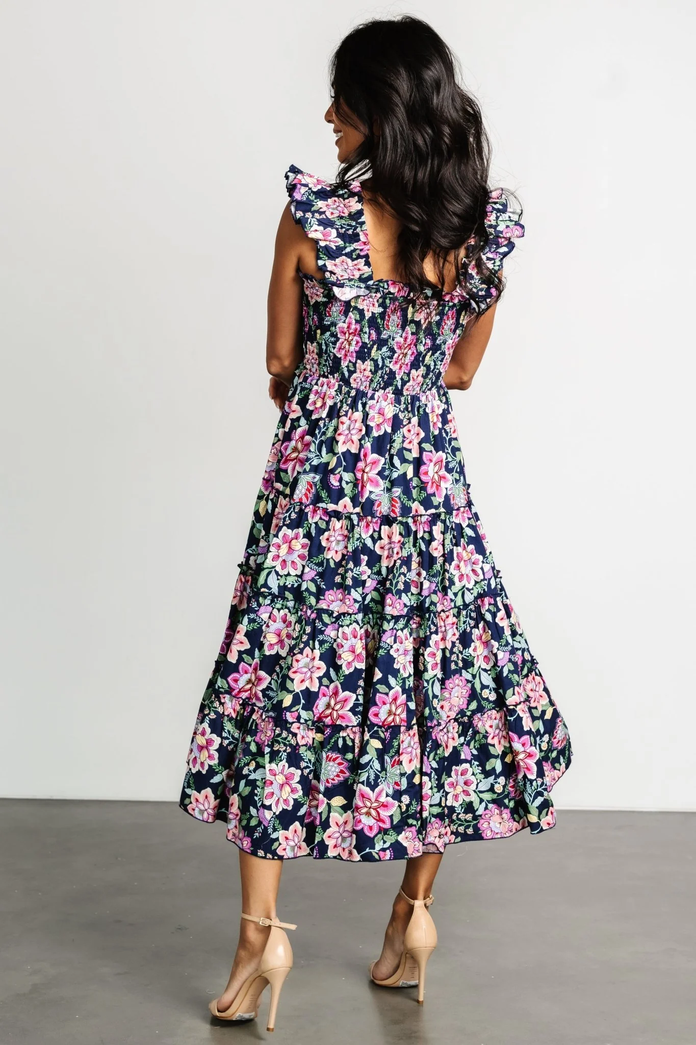 Tatum Smocked Tiered Dress | Navy Multi