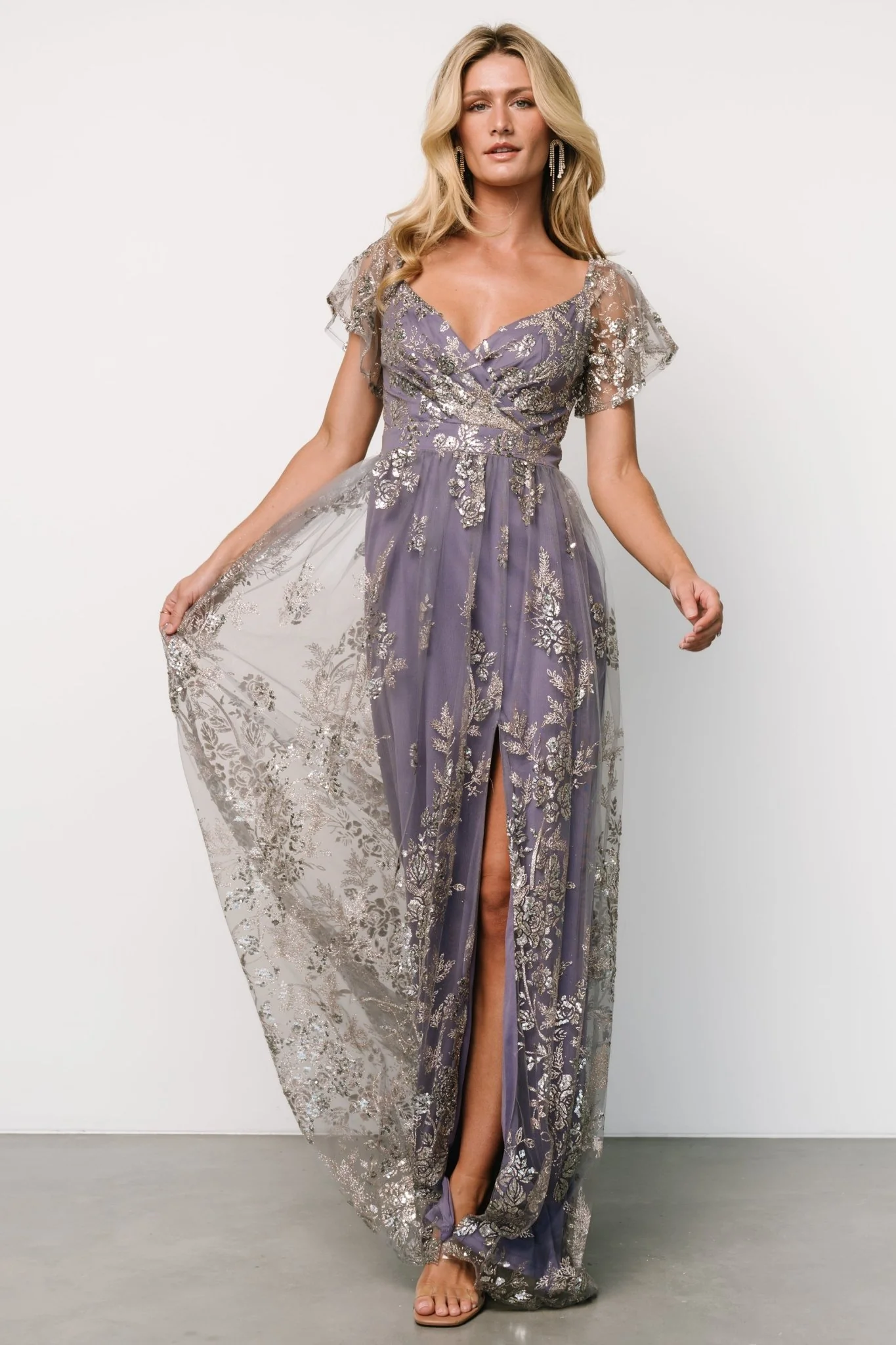 Corinne Shimmer Maxi Gown | Blue + Rose
