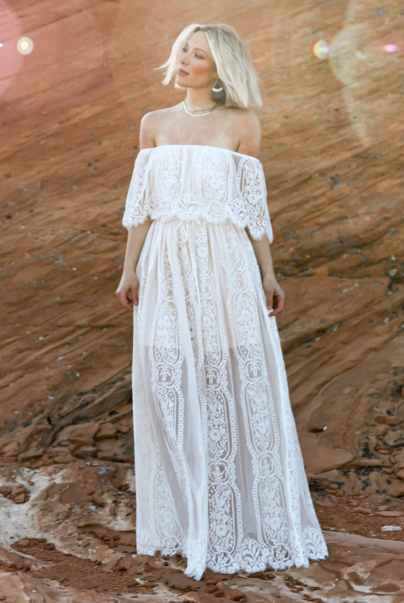 Caroline Lace Maxi Dress | Off White