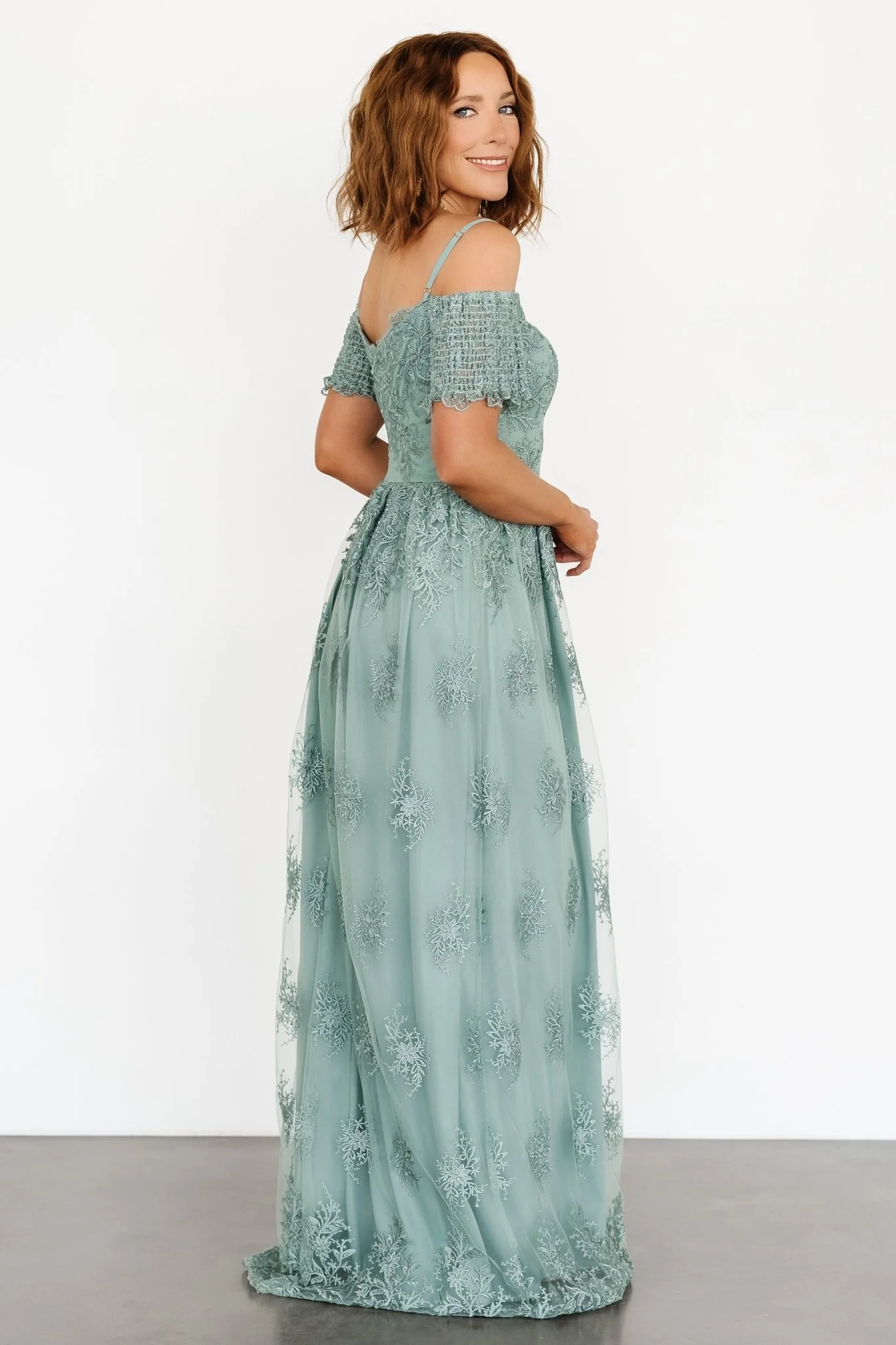 Esperanza Tulle Embroidered Maxi Dress | Sage