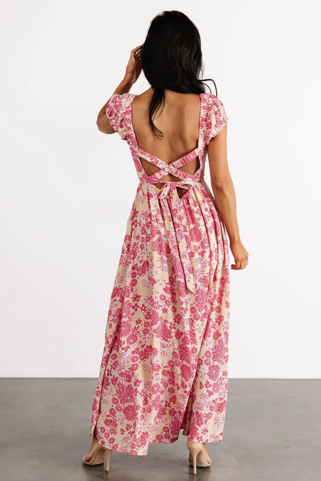 Tabitha Open Back Maxi Dress | Yellow + Coral