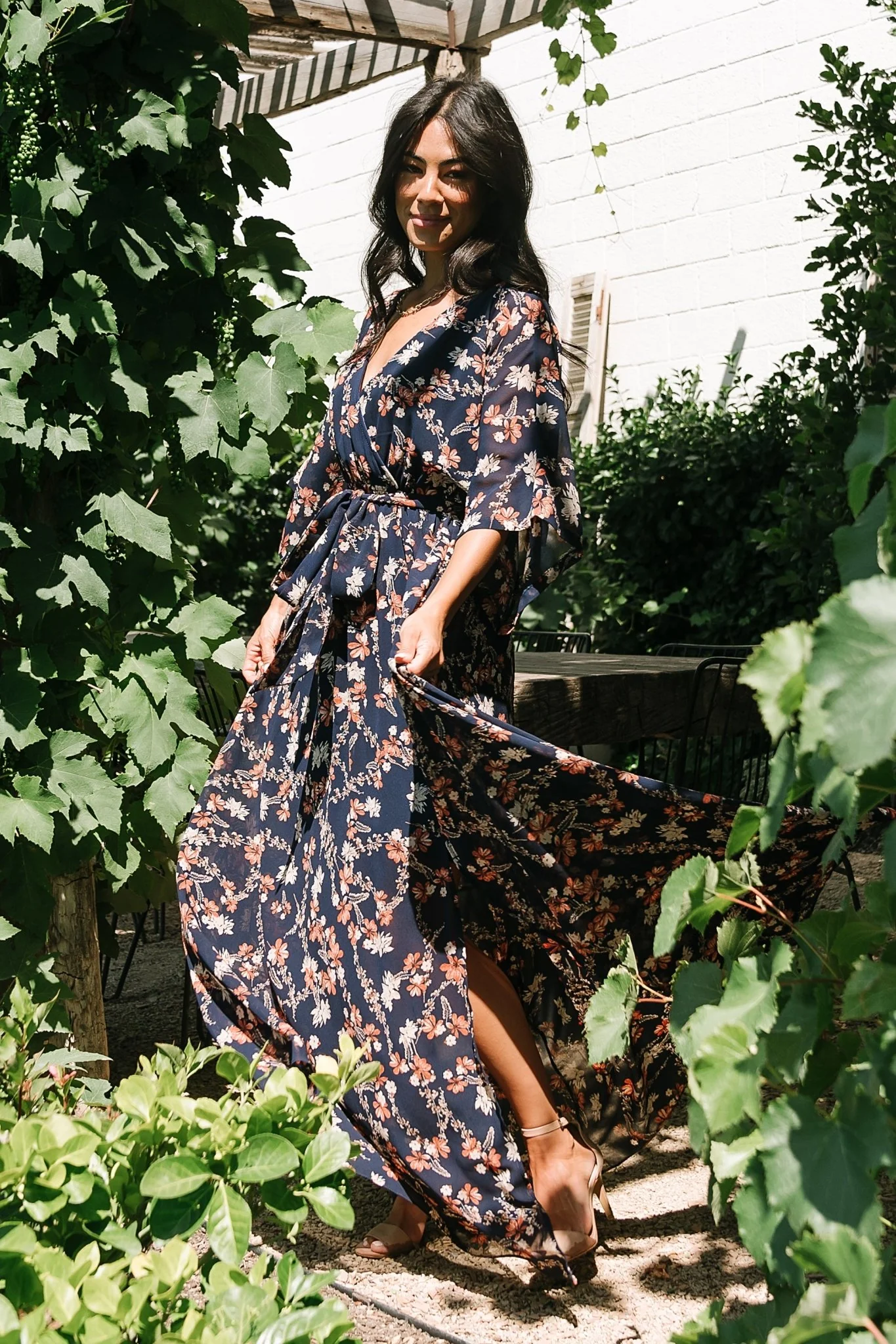Kia Kimono Maxi Dress | Dark Blue Floral
