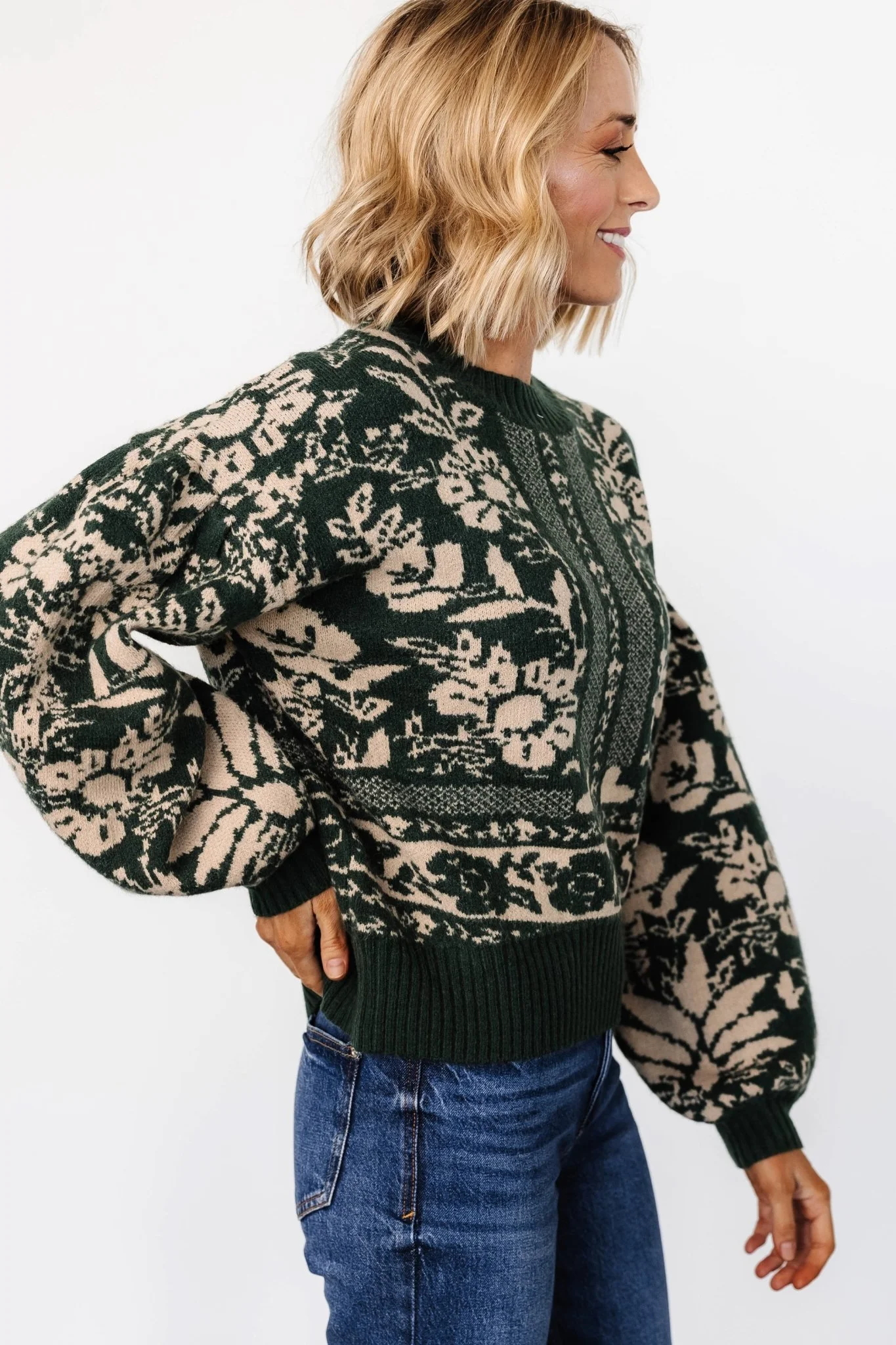 Salzburg Sweater | Dark Green + Taupe