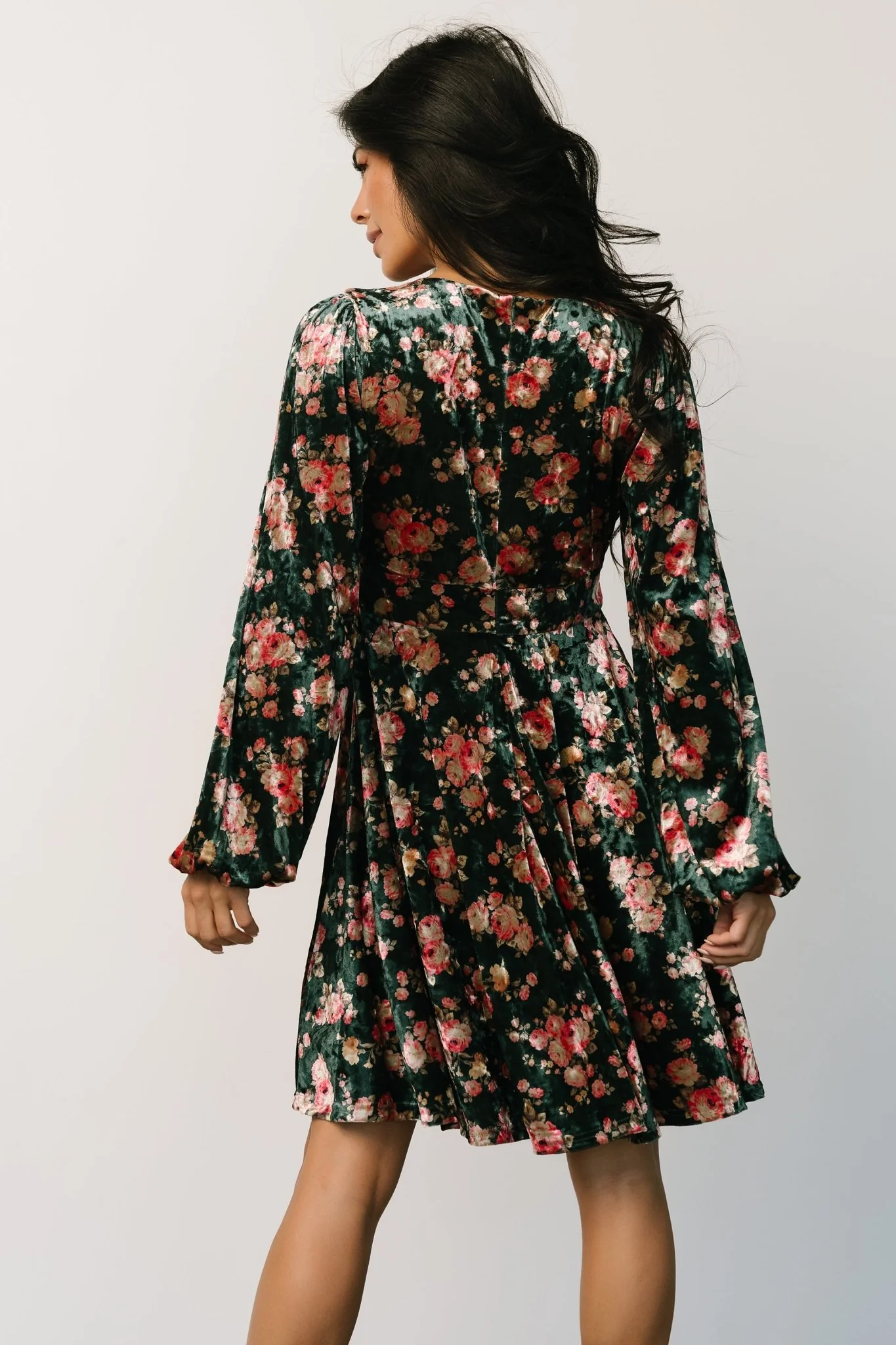 Teri Velvet Short Dress | Forest Multi