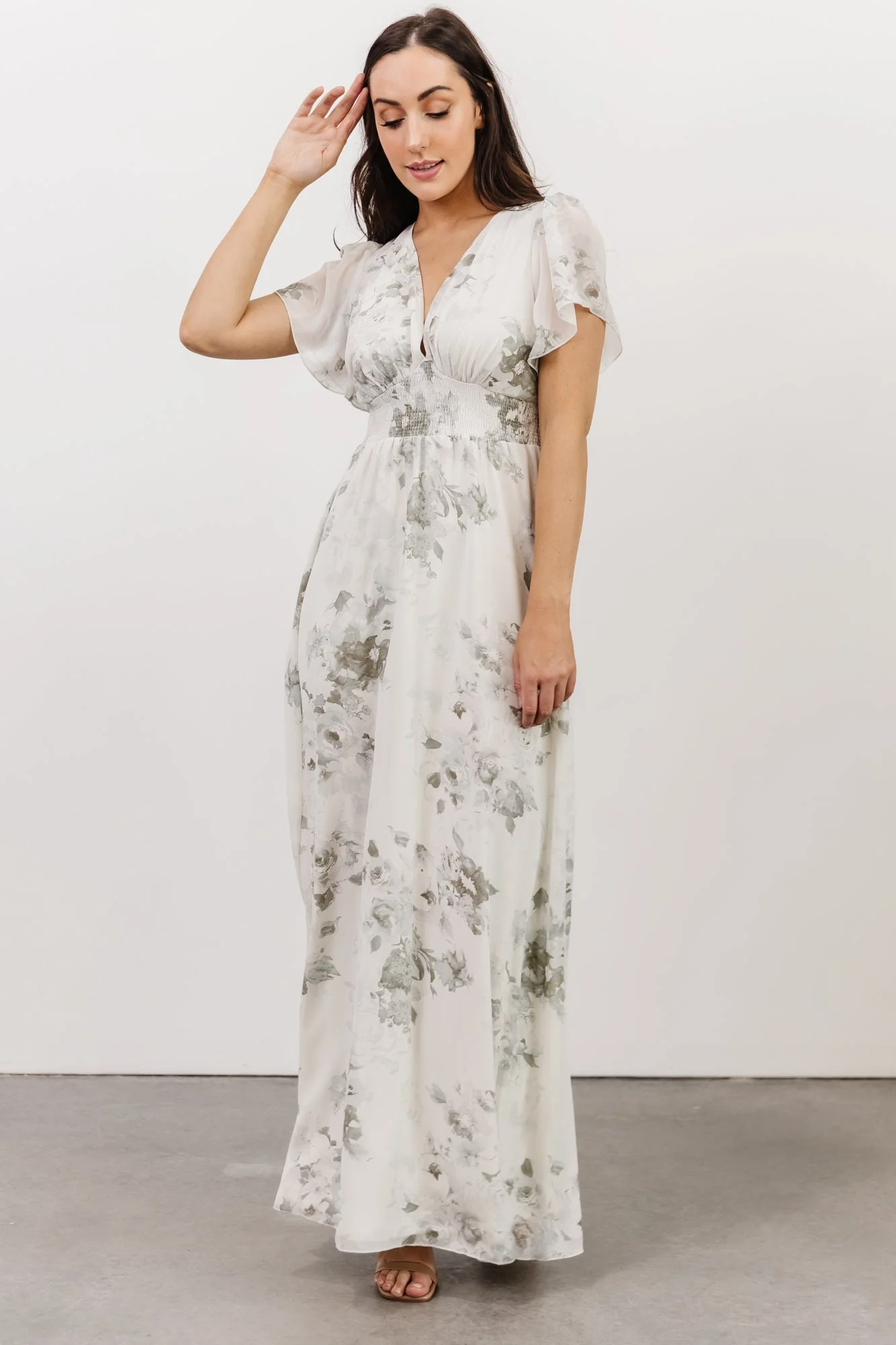 Alexandria Smocked Maxi Dress | Dusty Sage Floral