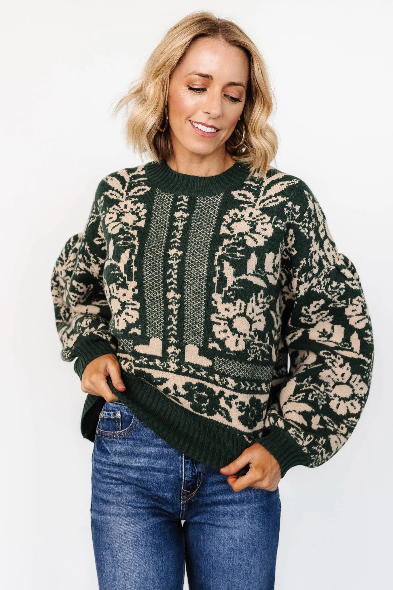 Salzburg Sweater | Dark Green + Taupe