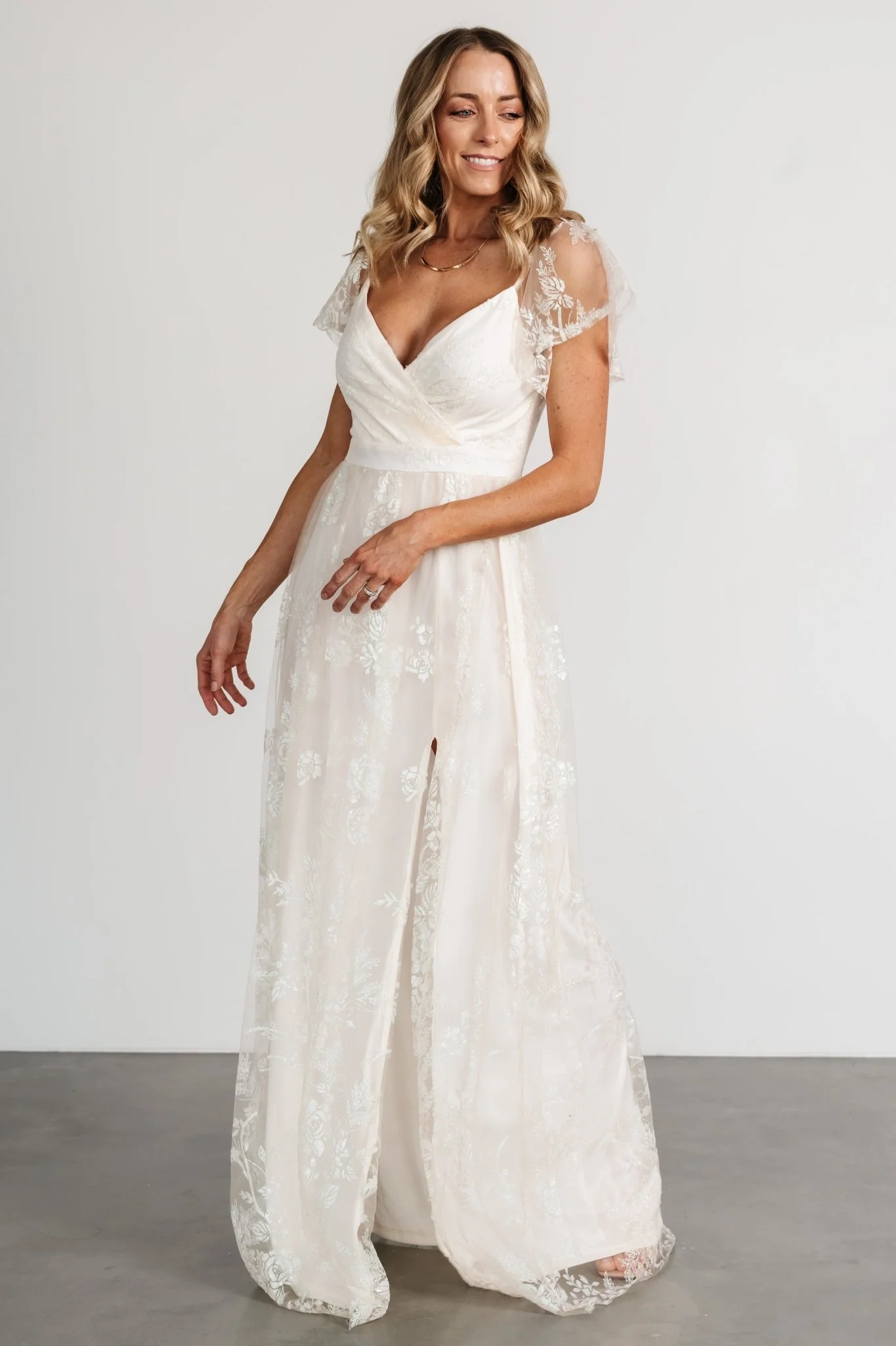 Corinne Shimmer Maxi Gown | Off White