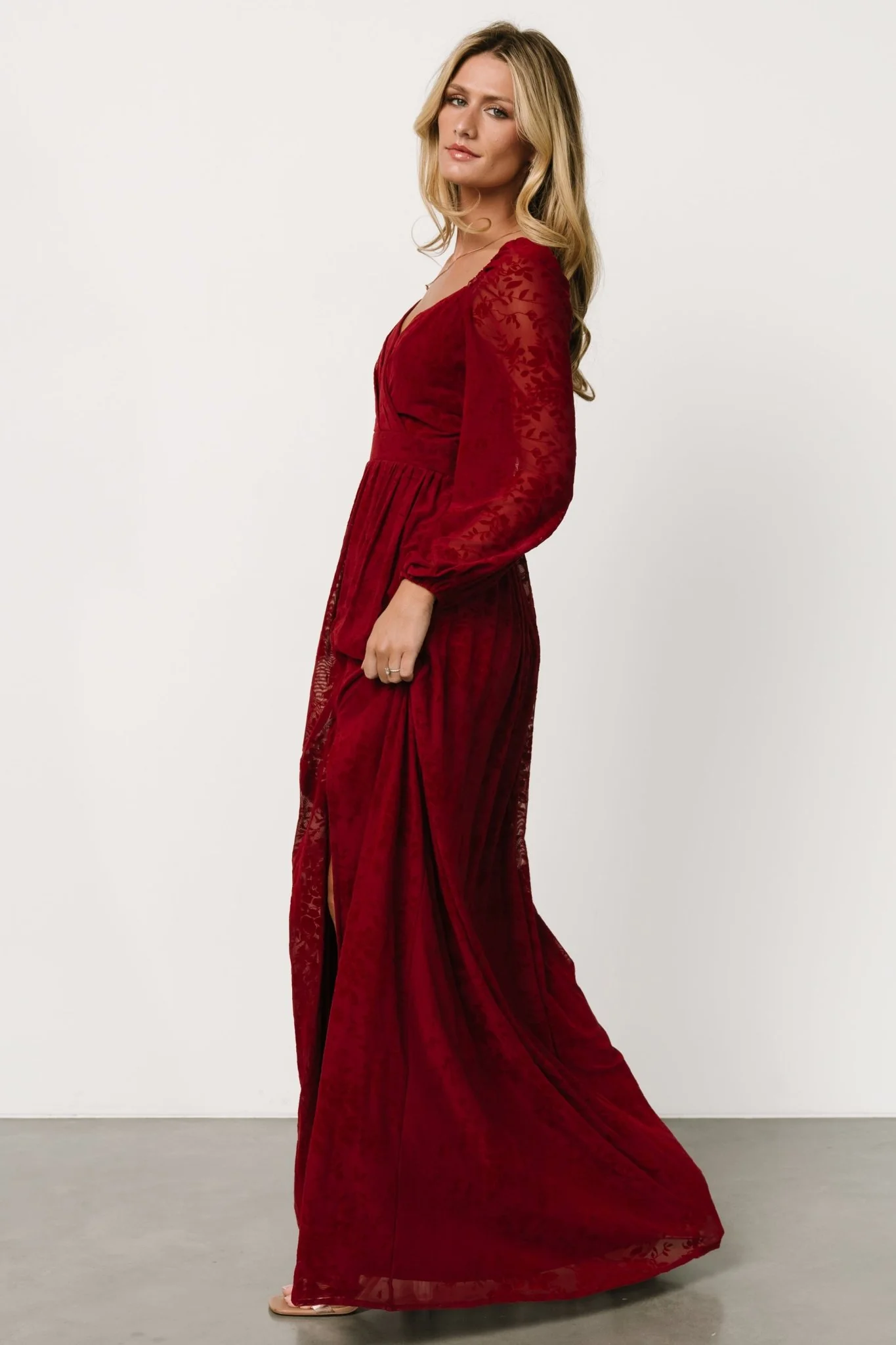 Mable Velvet Maxi Dress | Crimson