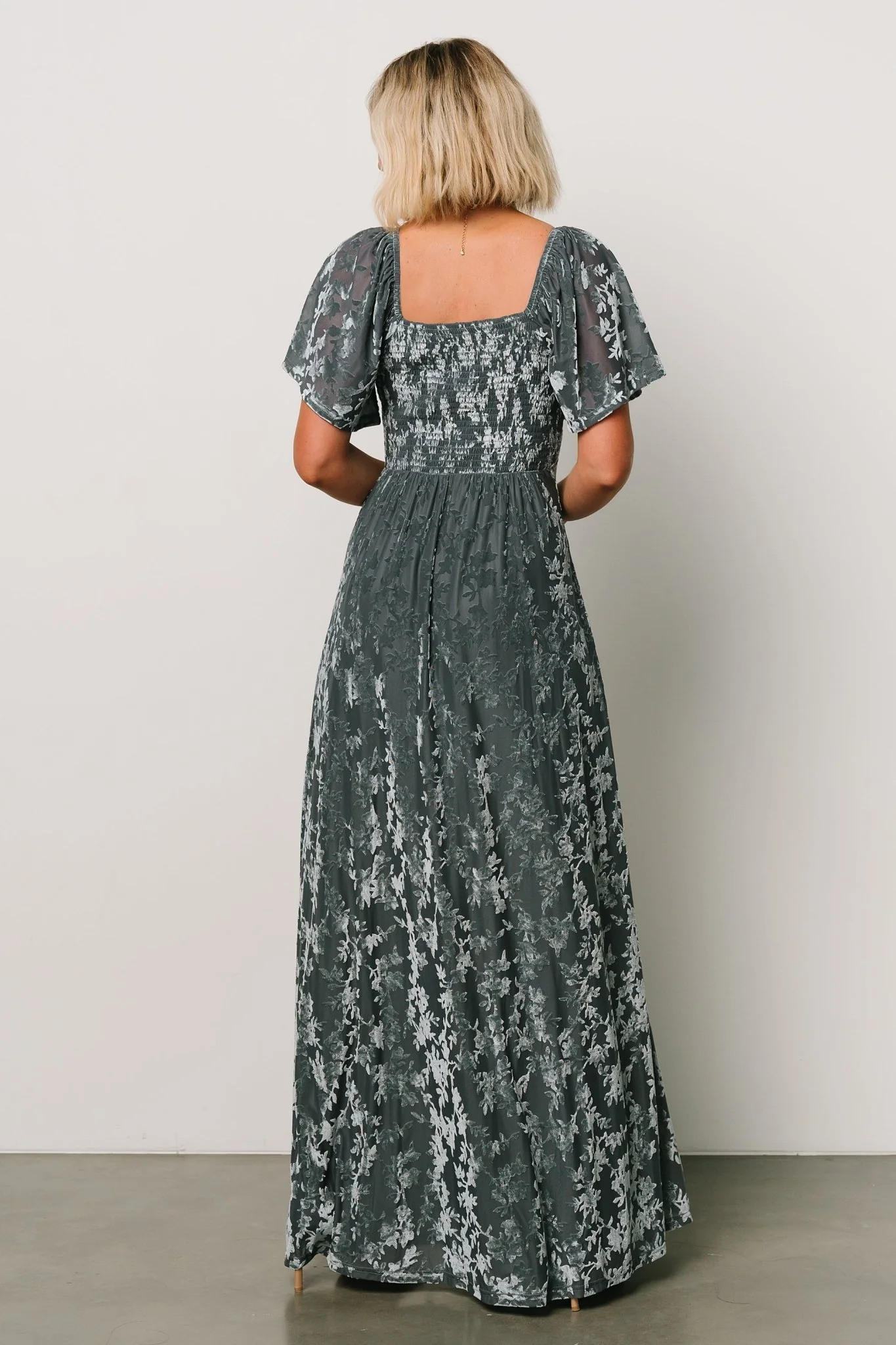 Everley Velvet Maxi Dress | Dusty Blue