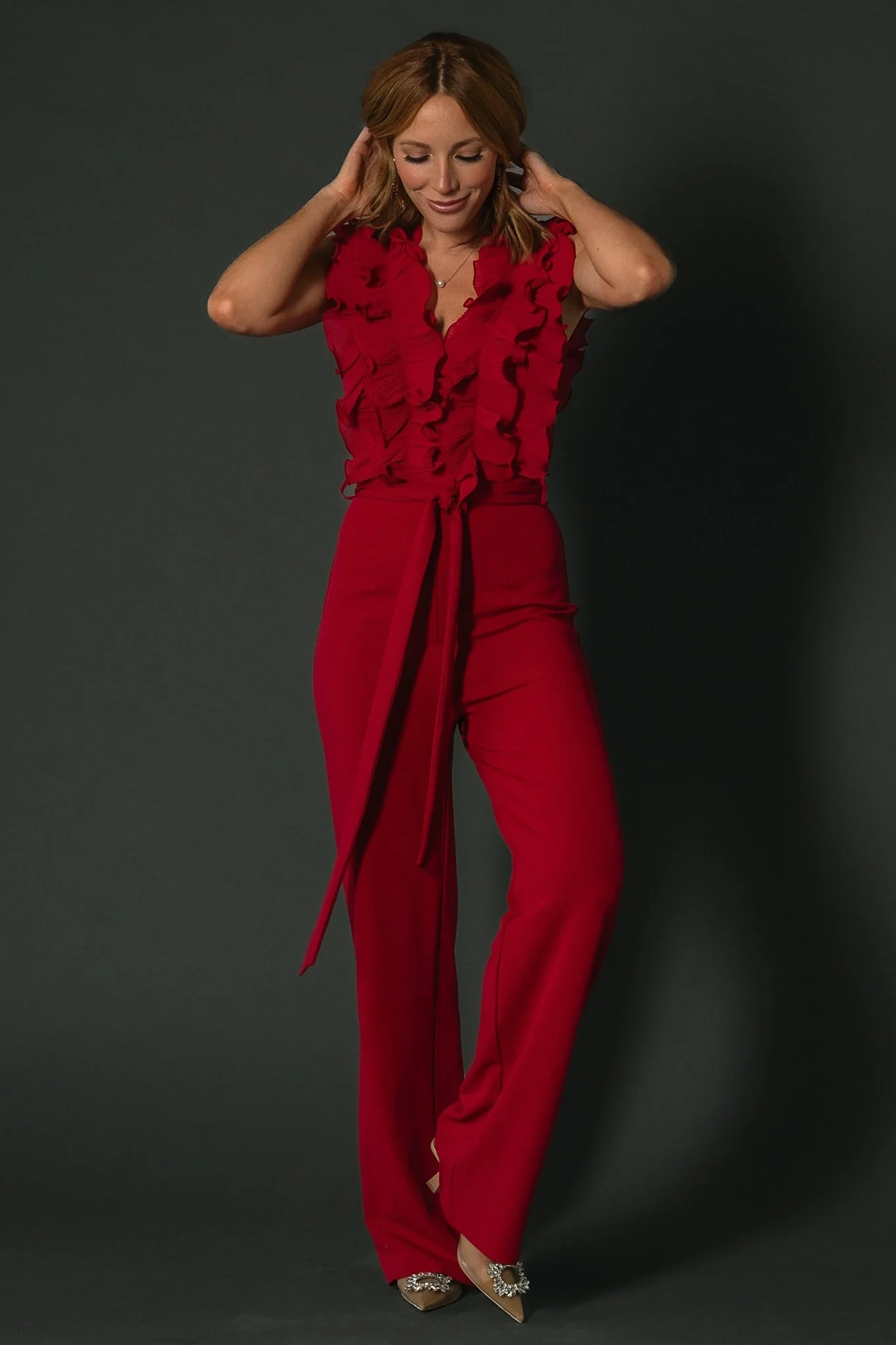 Tyra Ruffle Tank Jumpsuit | Burgundy