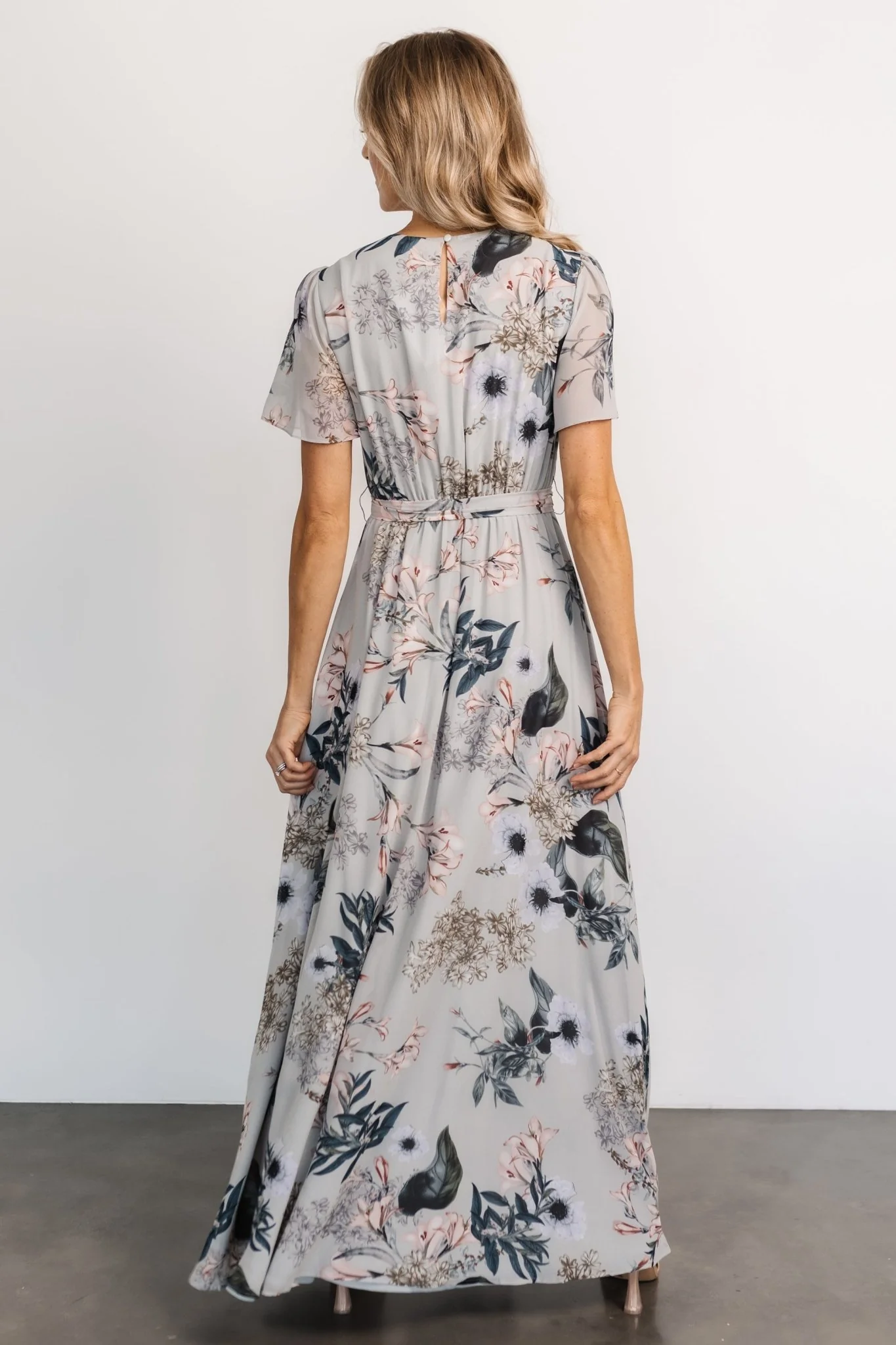 Naomi Short Sleeve Maxi Dress | Pale Blue Floral