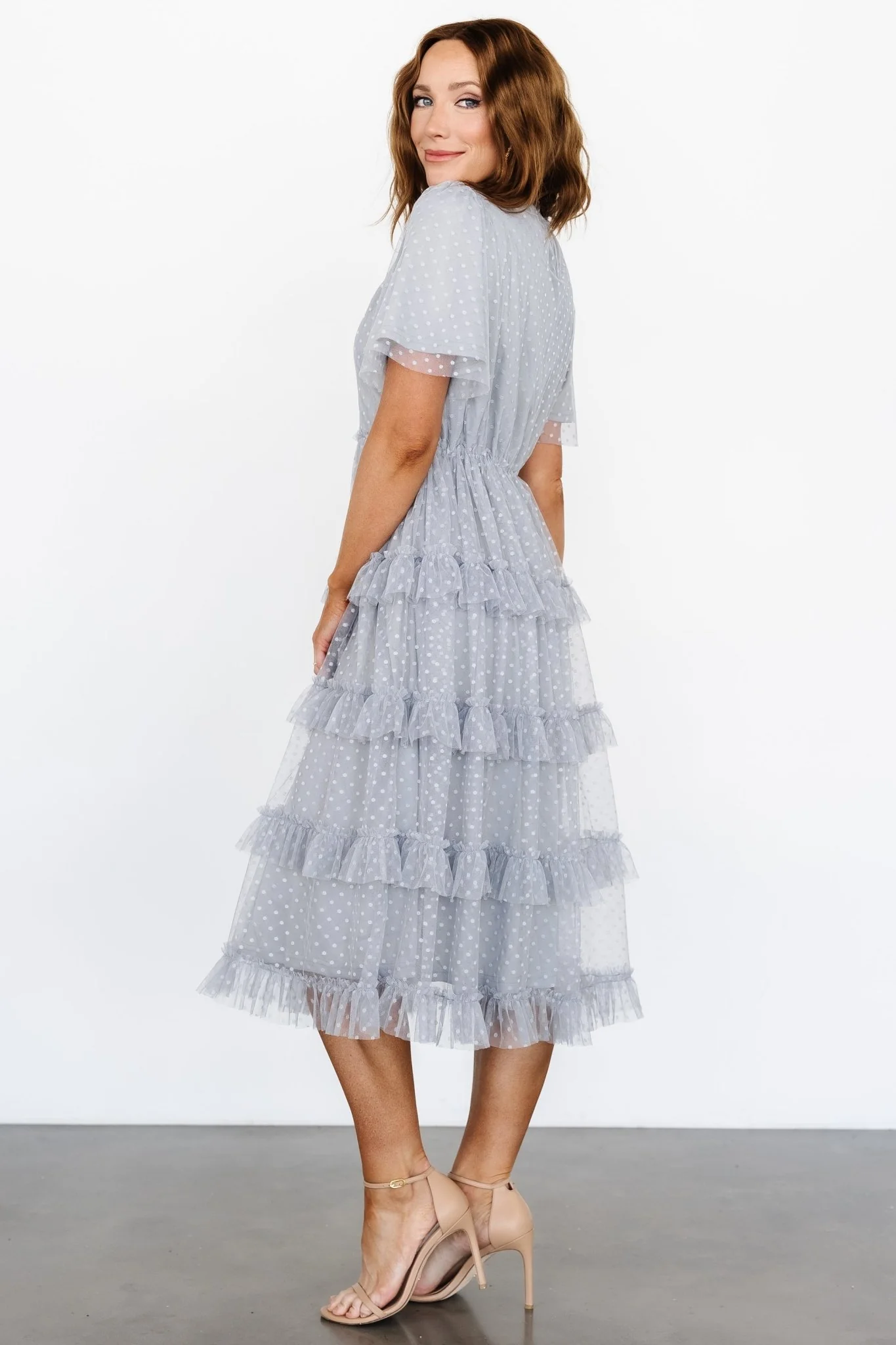Riley Ruffle Tiered Dress | Light Gray