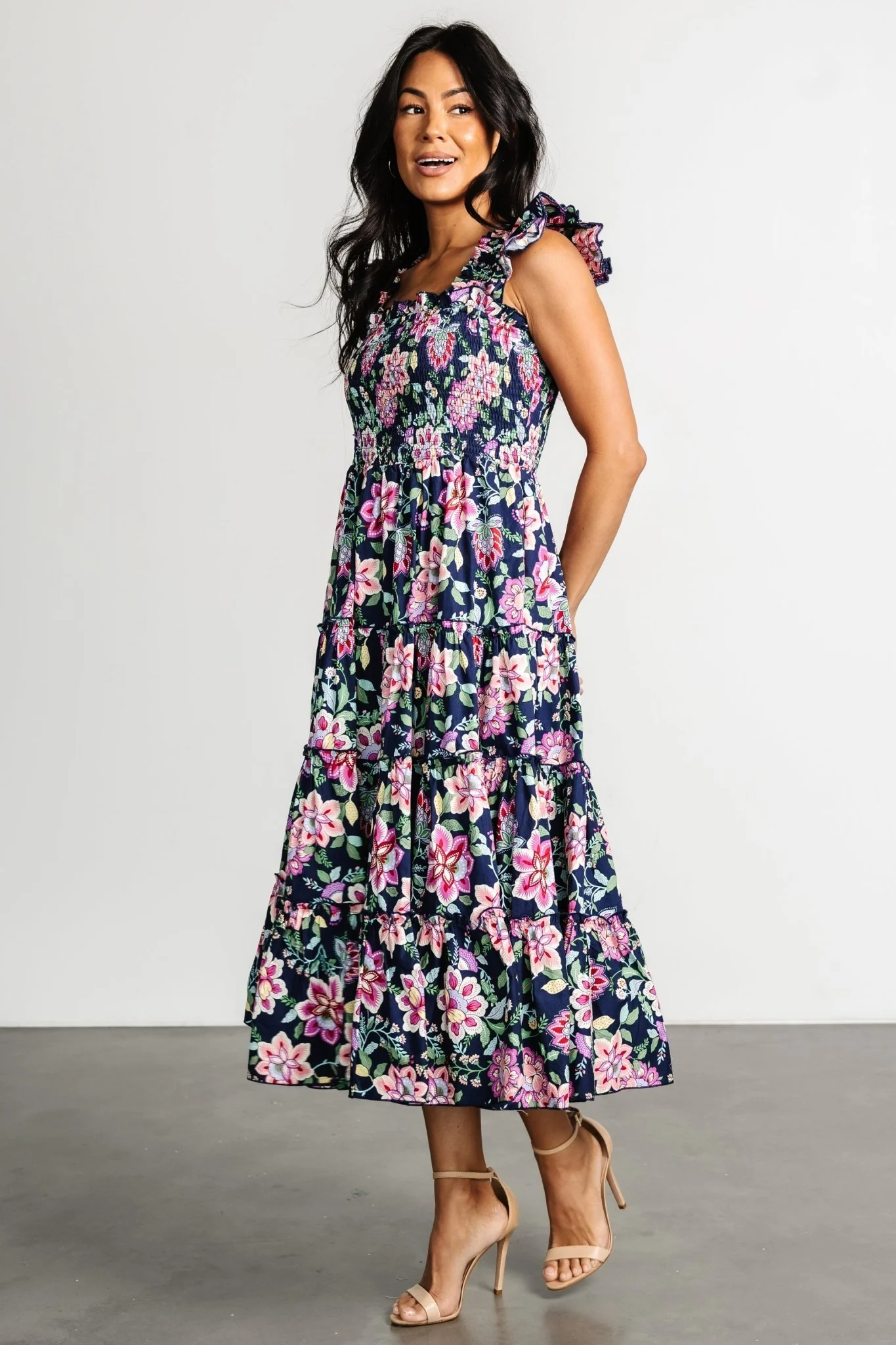 Tatum Smocked Tiered Dress | Navy Multi