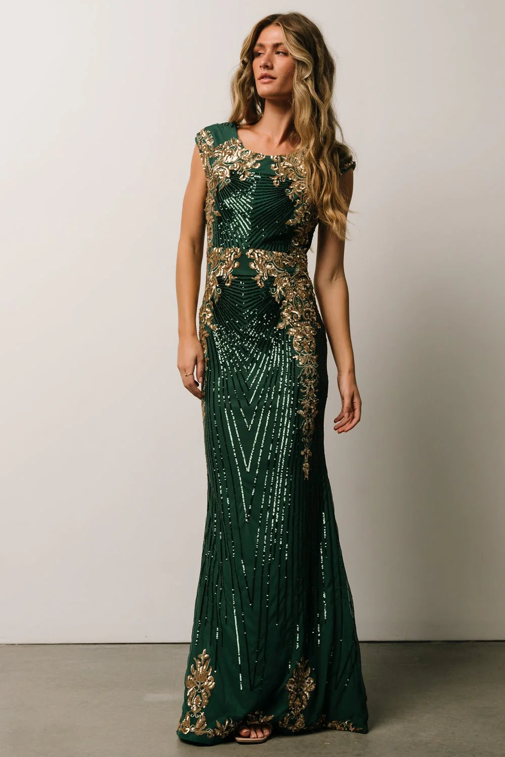 Azura Sequin Gown | Green + Gold