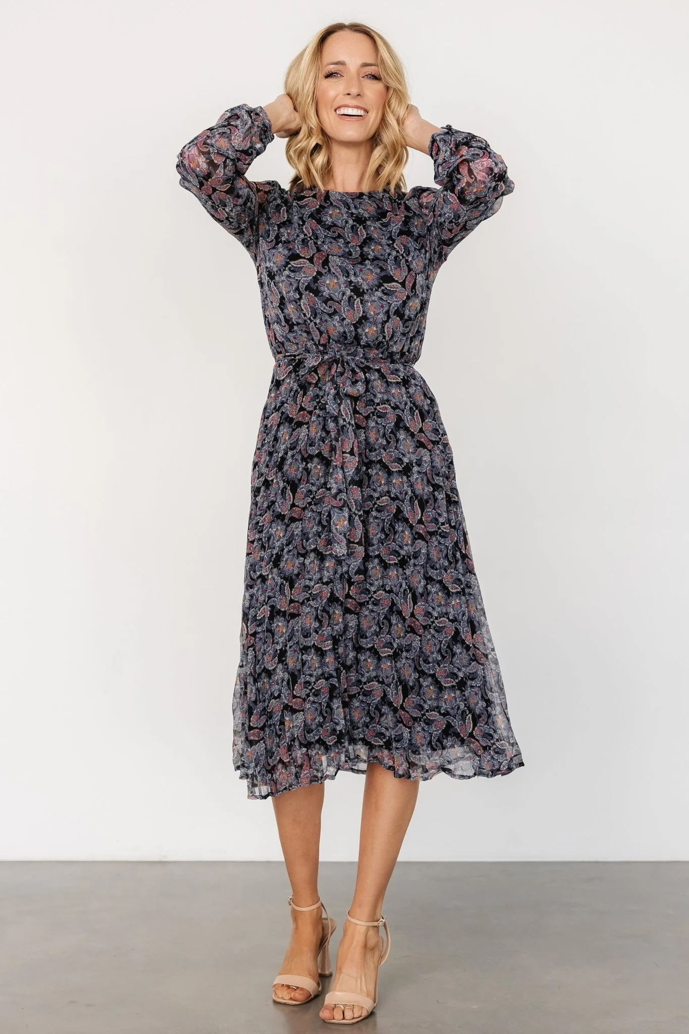 Laurie Midi Dress | Black Print
