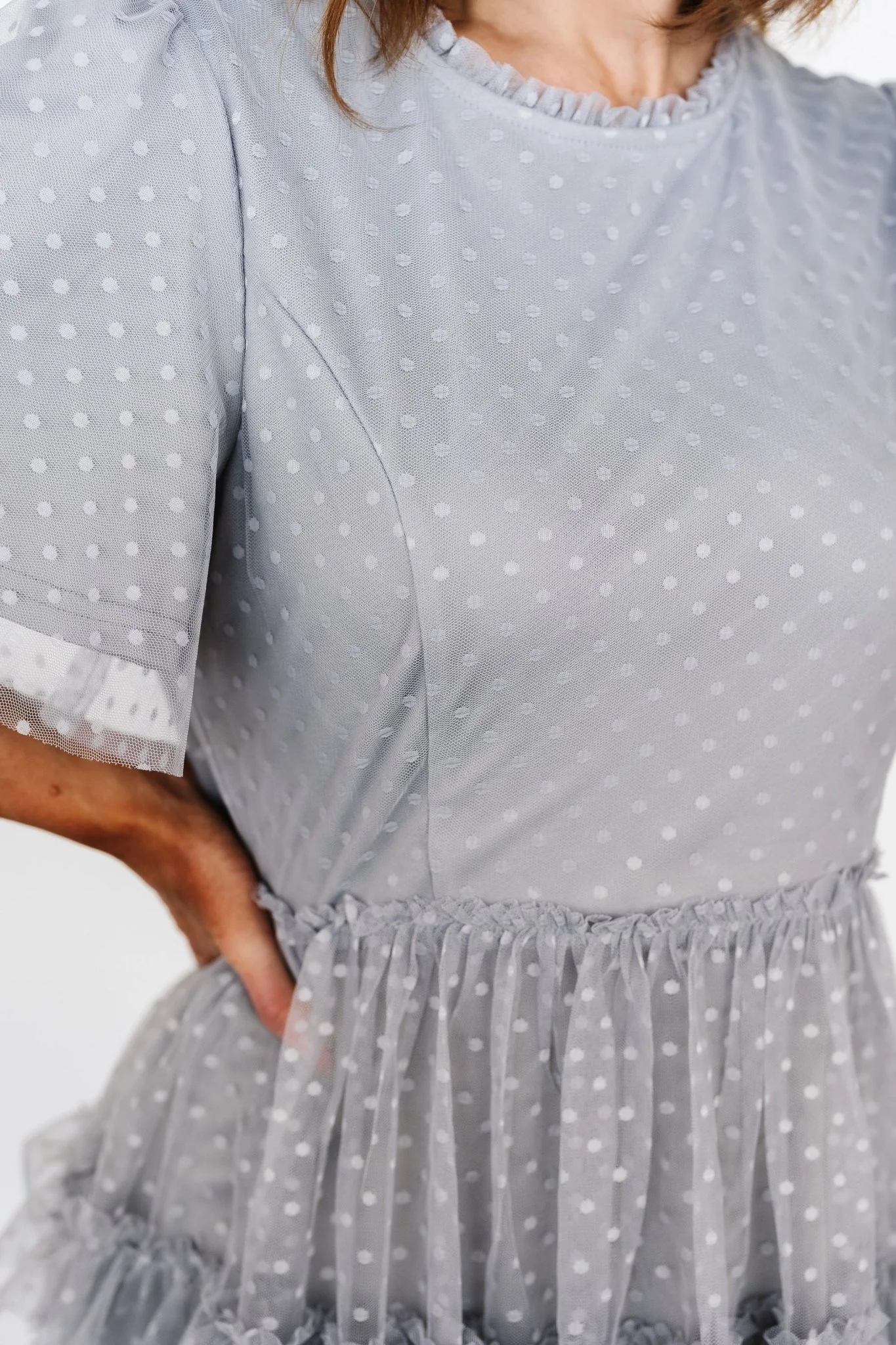 Riley Ruffle Tiered Dress | Light Gray